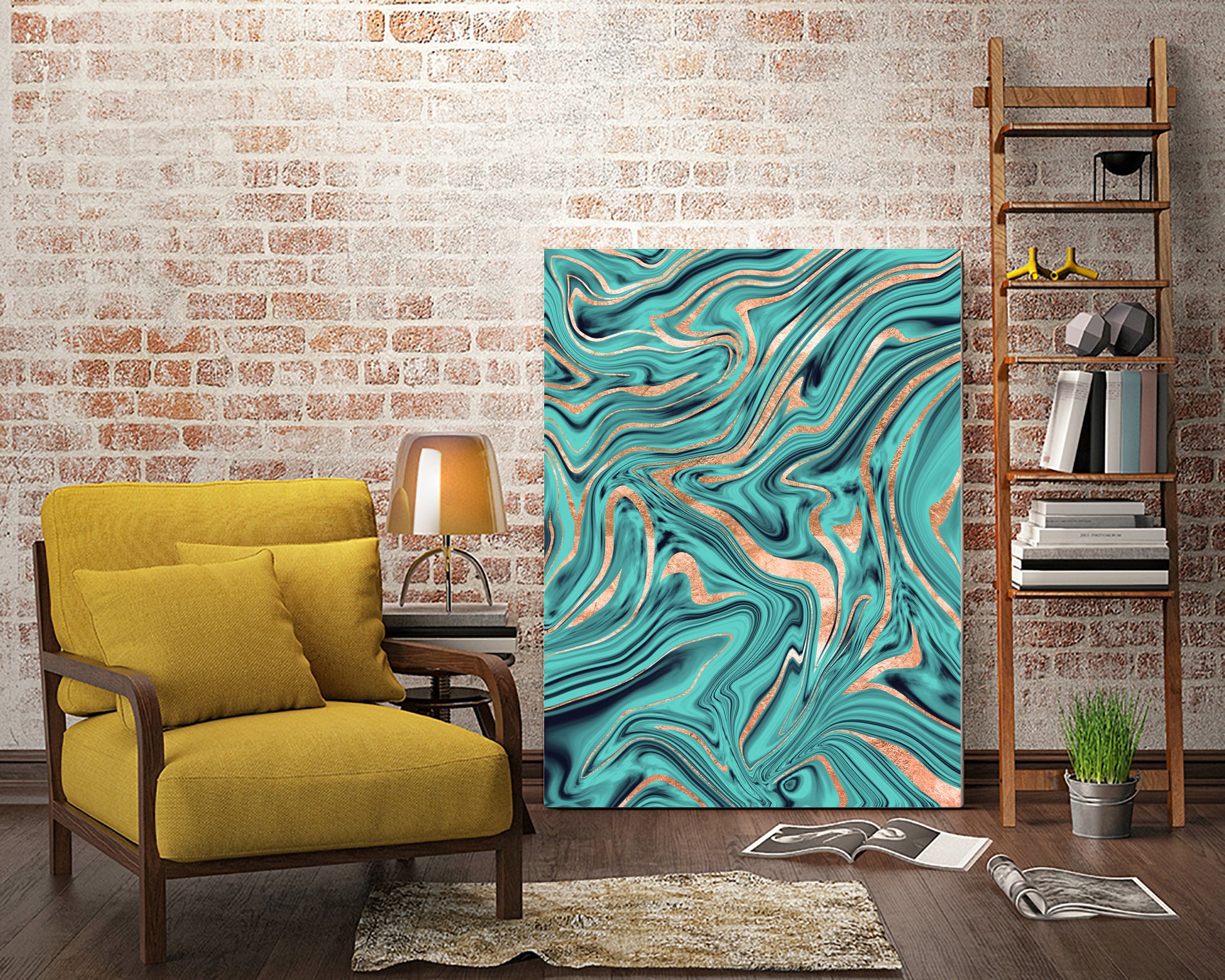 Soft Turquoise Rose Gold Marble #1 #decor #art by Anita & Bella Jantz on GIANT ART - green digital painting