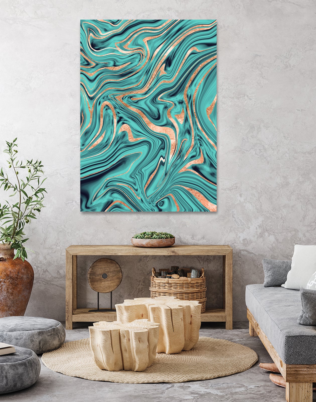 Soft Turquoise Rose Gold Marble #1 #decor #art by Anita & Bella Jantz on GIANT ART - green digital painting