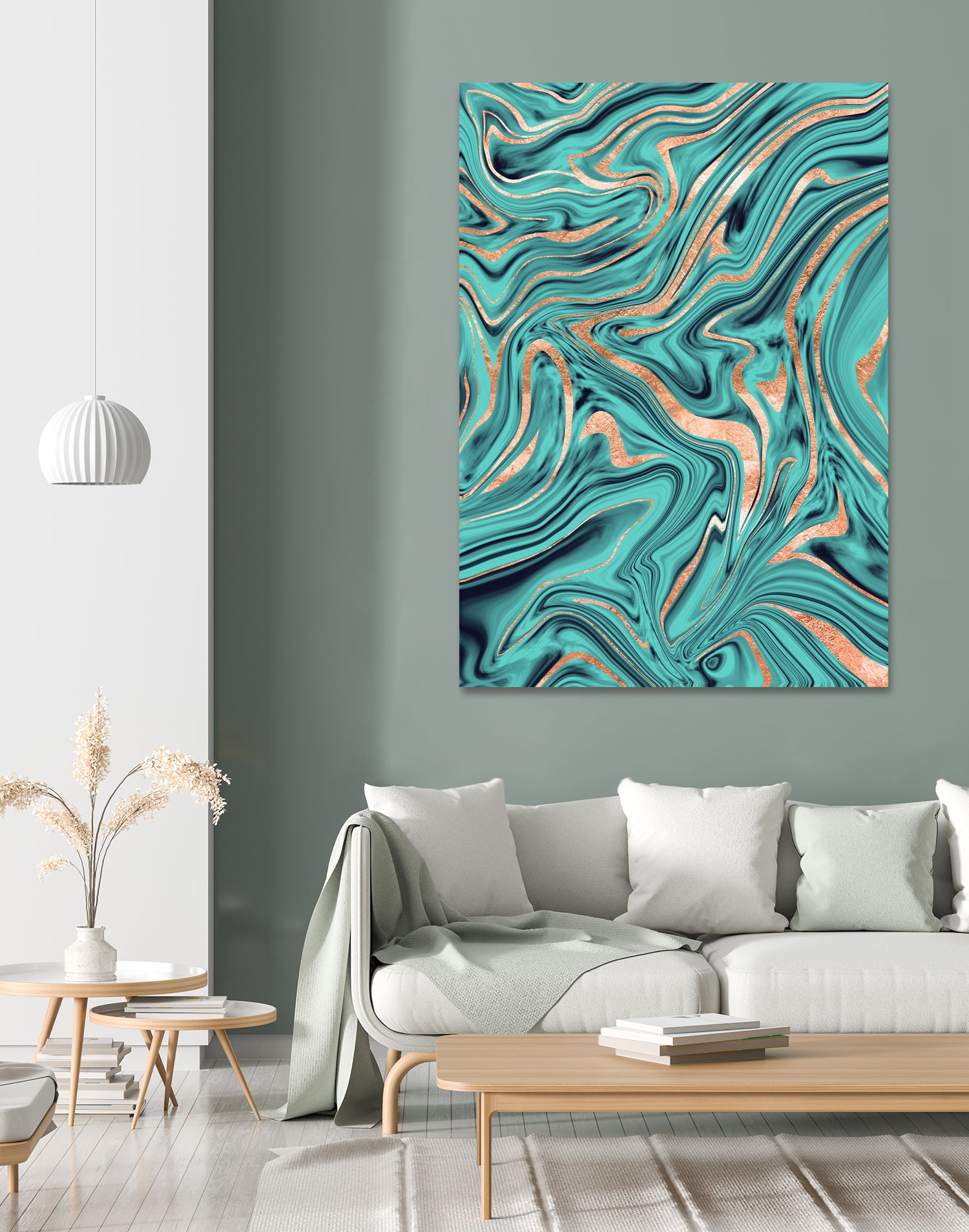 Soft Turquoise Rose Gold Marble #1 #decor #art by Anita & Bella Jantz on GIANT ART - green digital painting