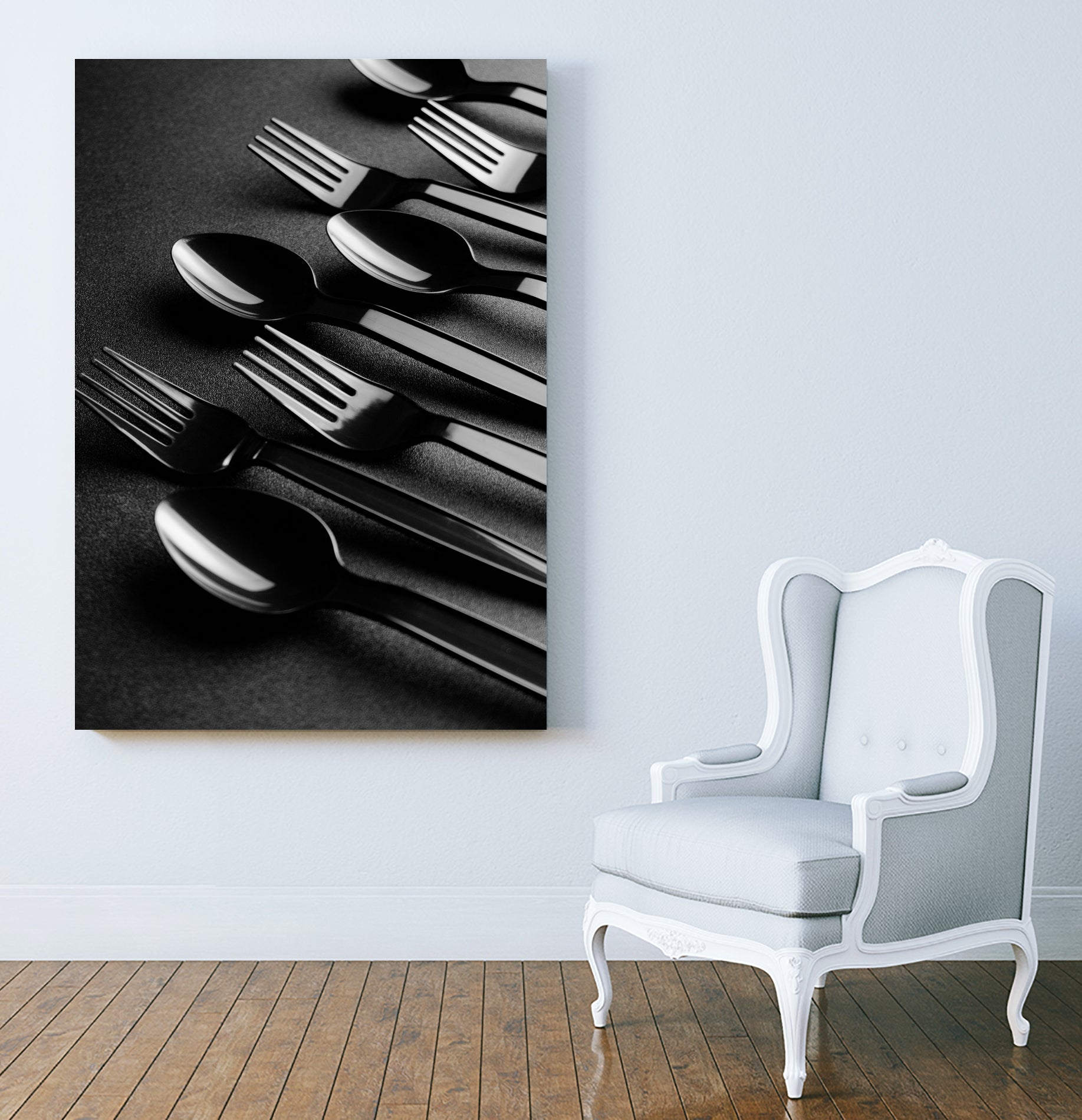 Black plastic cutlery by Studio OMG on GIANT ART - black photo illustration