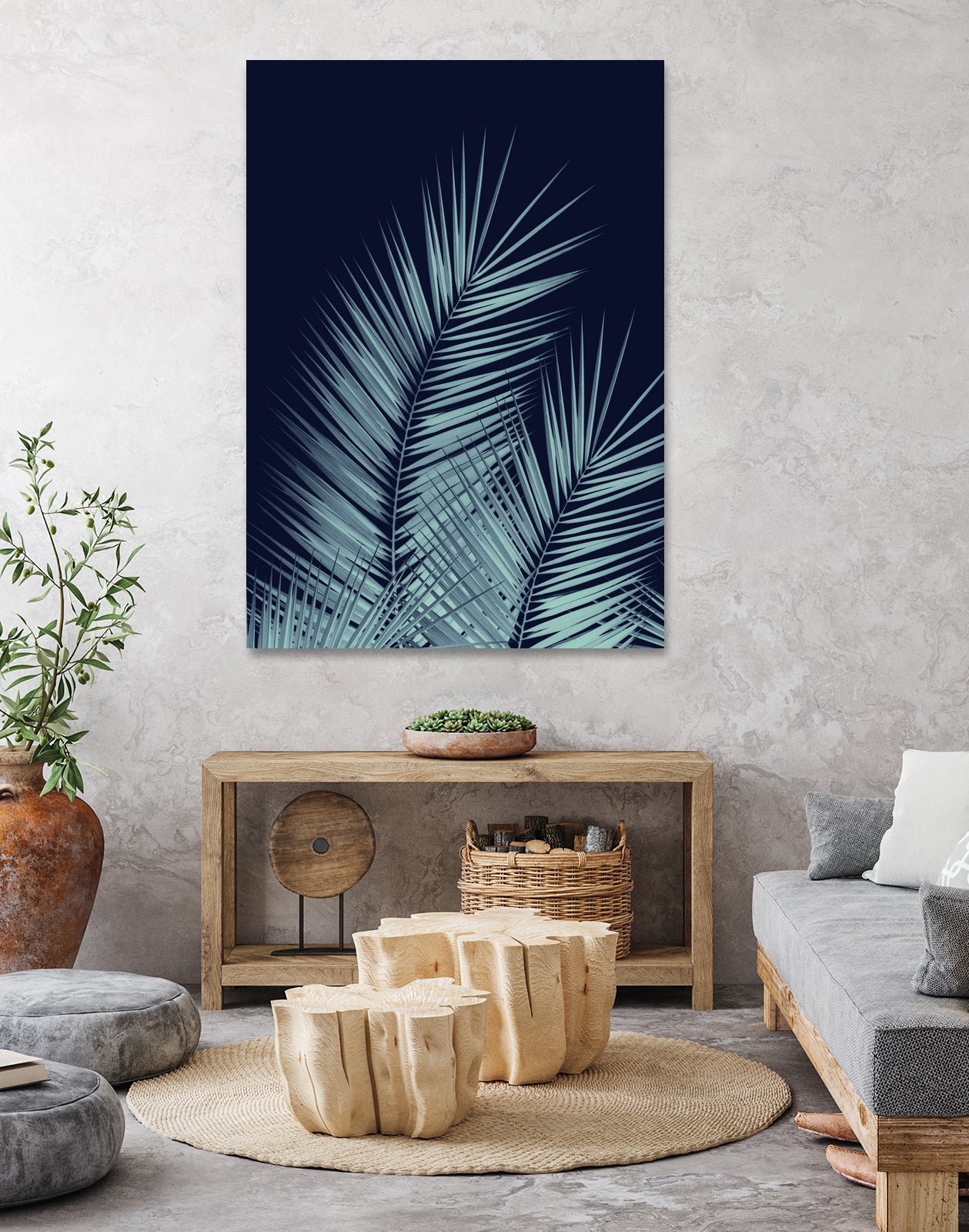 Navy Blue Palm Leaves Dream - Cali Summer Vibes #1 #tropical by Anita & Bella Jantz on GIANT ART - blue photo illustration