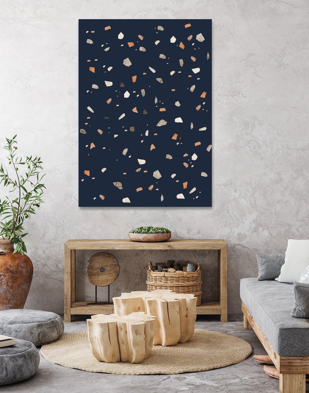Midnight Navy Terrazzo #1 #decor #art by Anita & Bella Jantz on GIANT ART - blue digital drawing