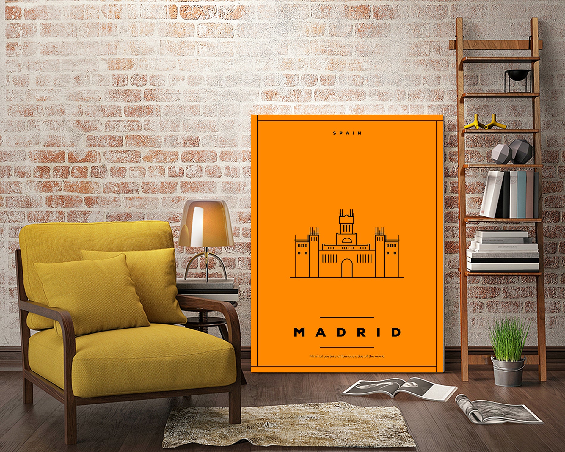 Minimal Madrid City Poster by Kursat Unsal on GIANT ART - red vector illustration