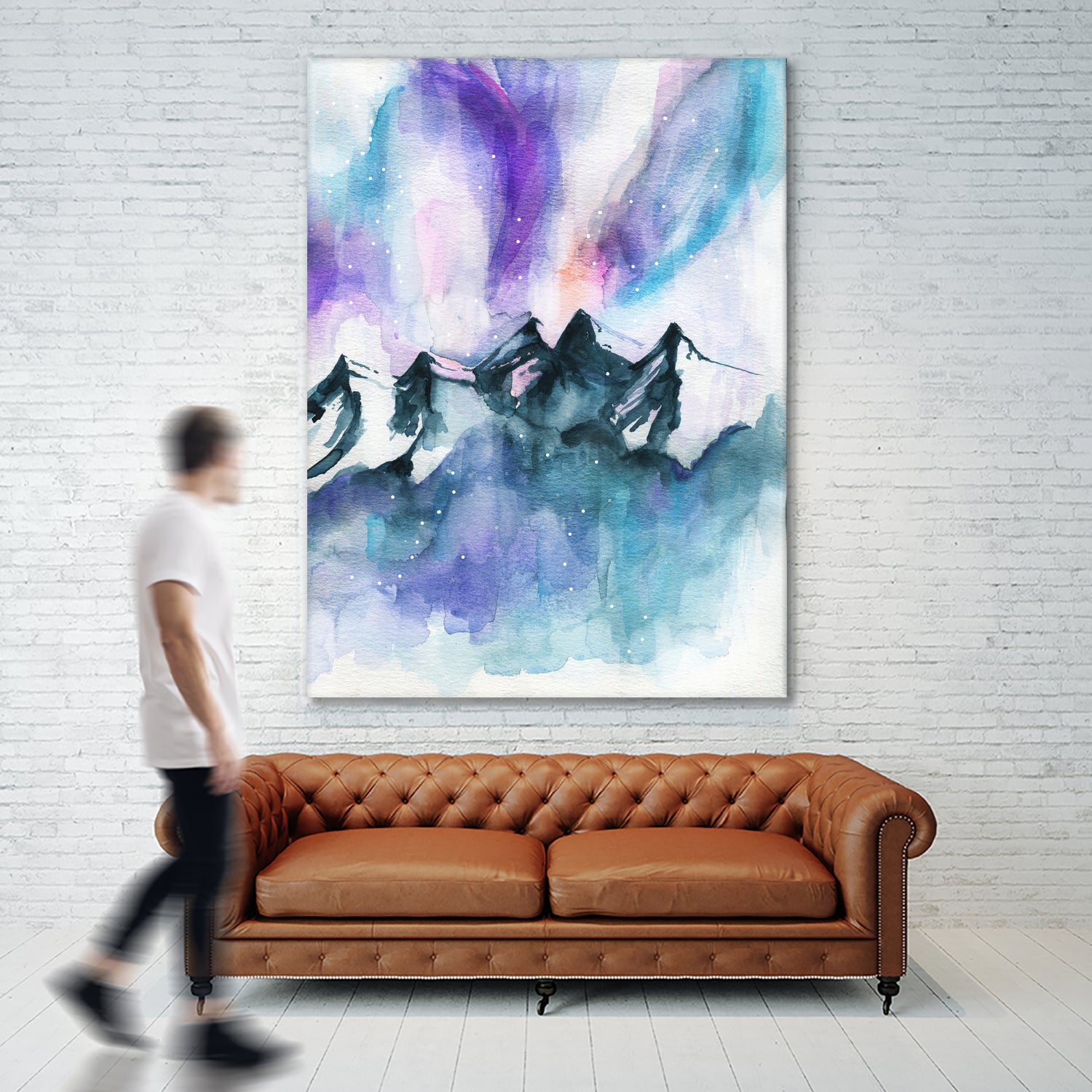 Mountain Magic Watercolor by Jen Merli on GIANT ART - blue mixed media