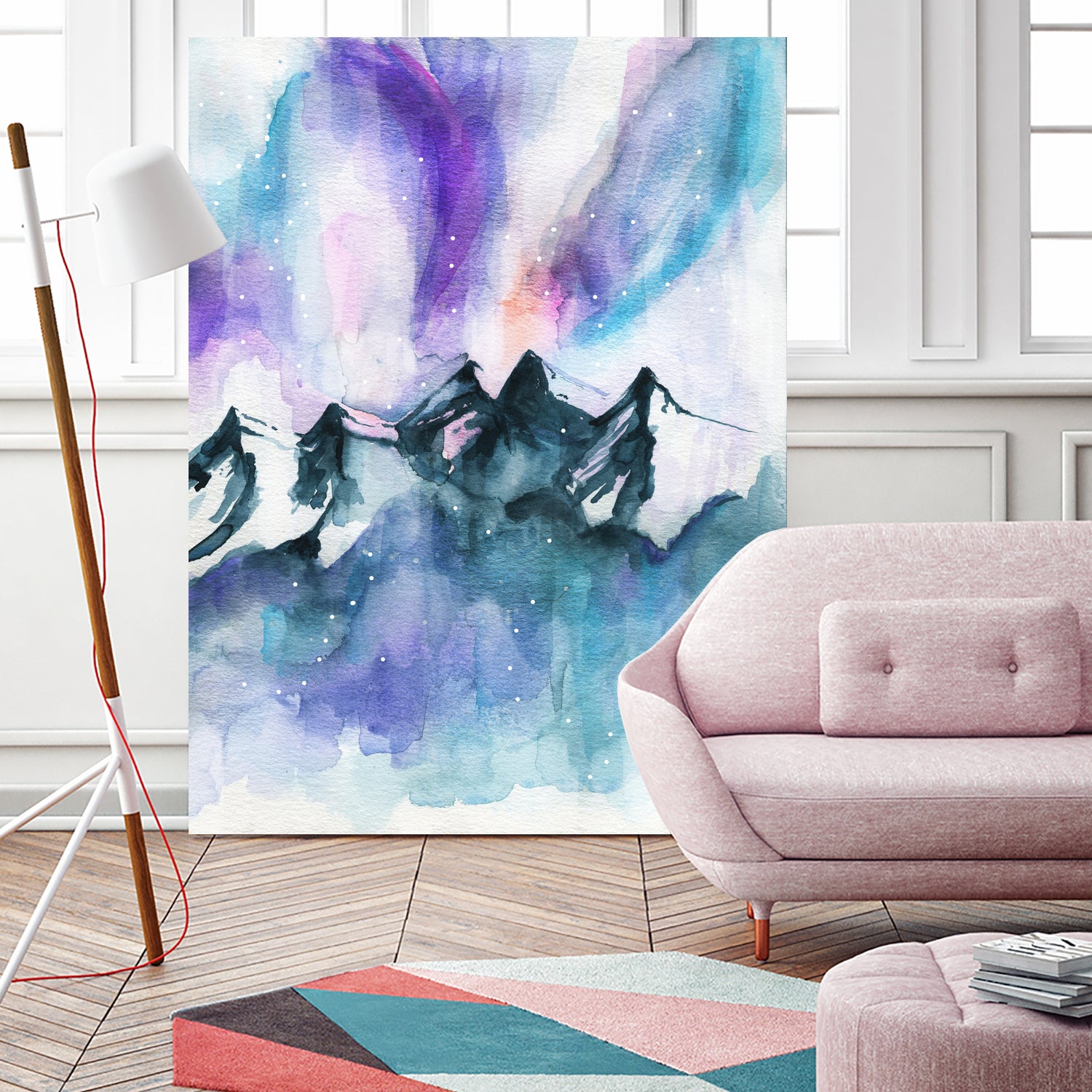 Mountain Magic Watercolor by Jen Merli on GIANT ART - blue mixed media