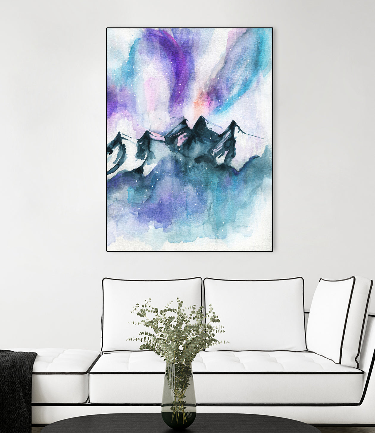 Mountain Magic Watercolor by Jen Merli on GIANT ART - blue mixed media