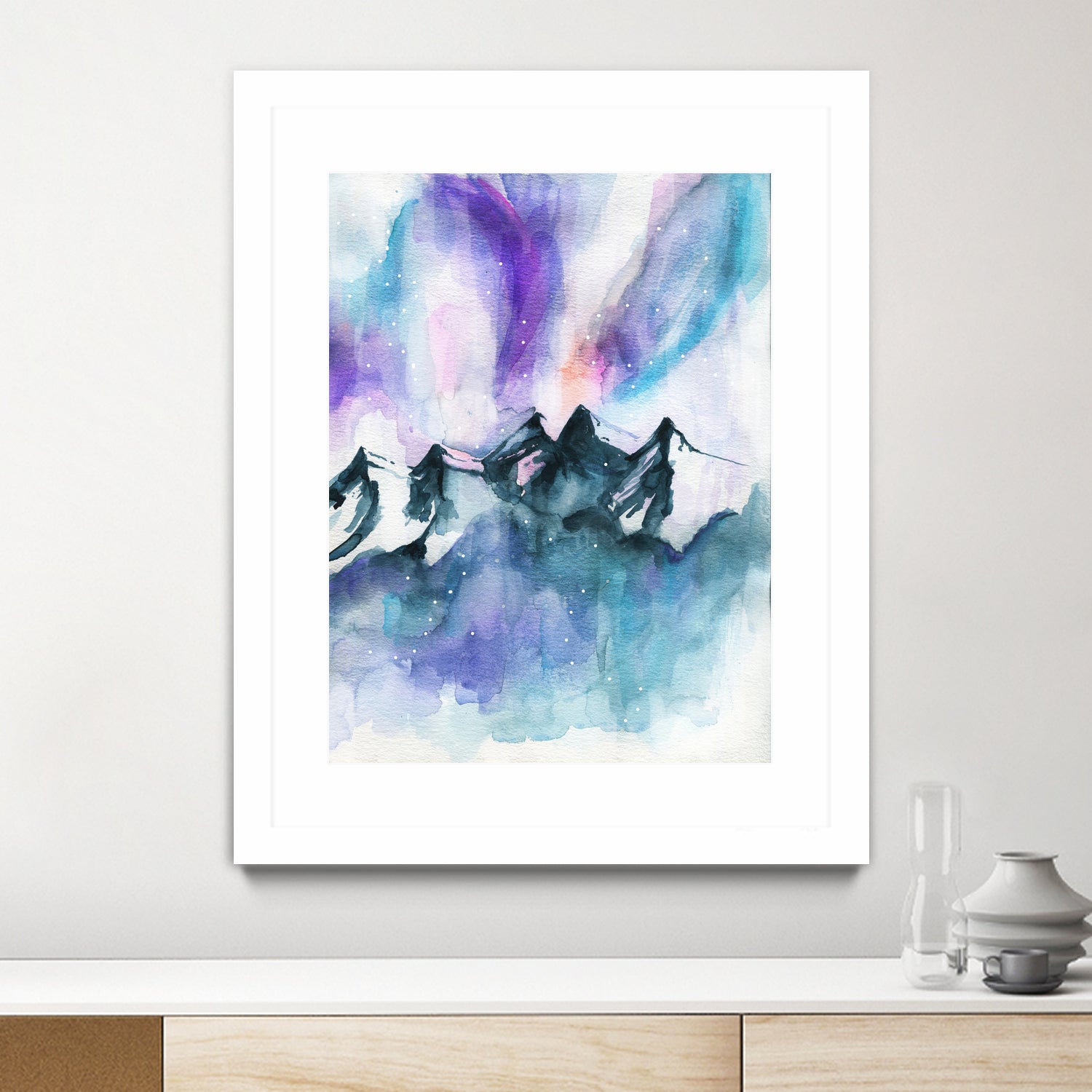 Mountain Magic Watercolor by Jen Merli on GIANT ART - blue mixed media