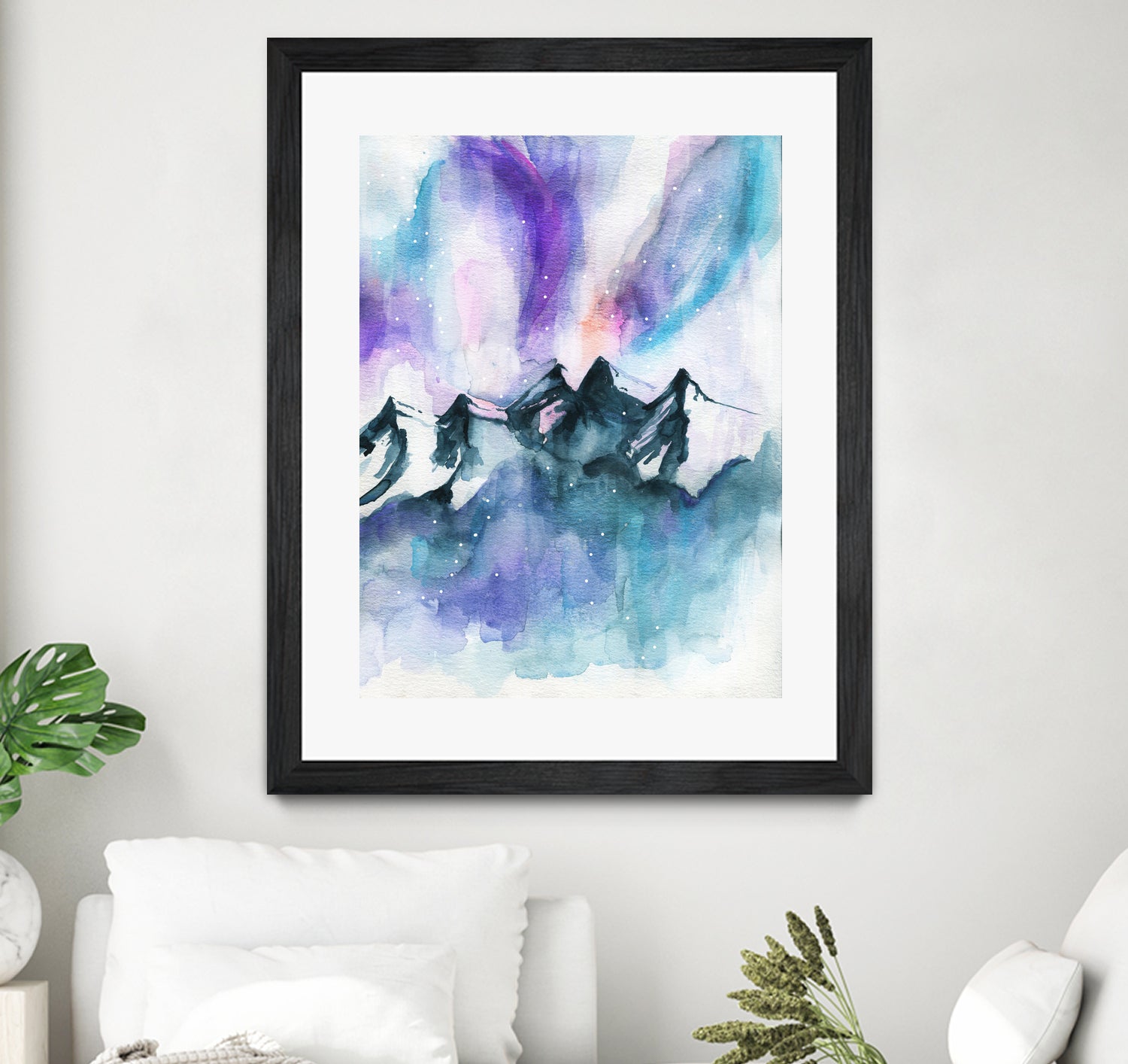 Mountain Magic Watercolor by Jen Merli on GIANT ART - blue mixed media