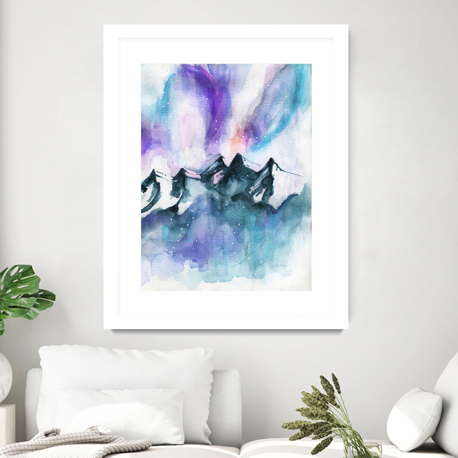 Mountain Magic Watercolor by Jen Merli on GIANT ART - blue mixed media
