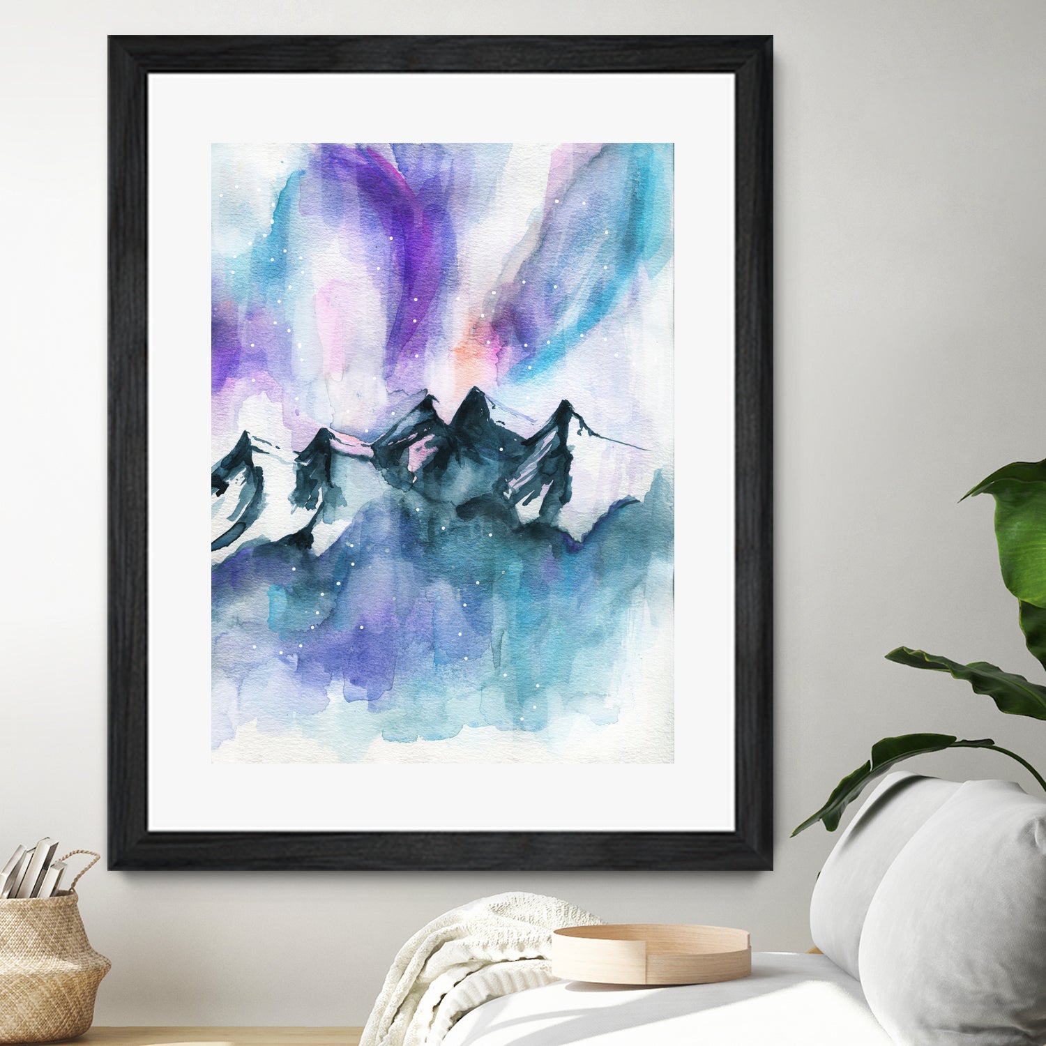 Mountain Magic Watercolor by Jen Merli on GIANT ART - blue mixed media