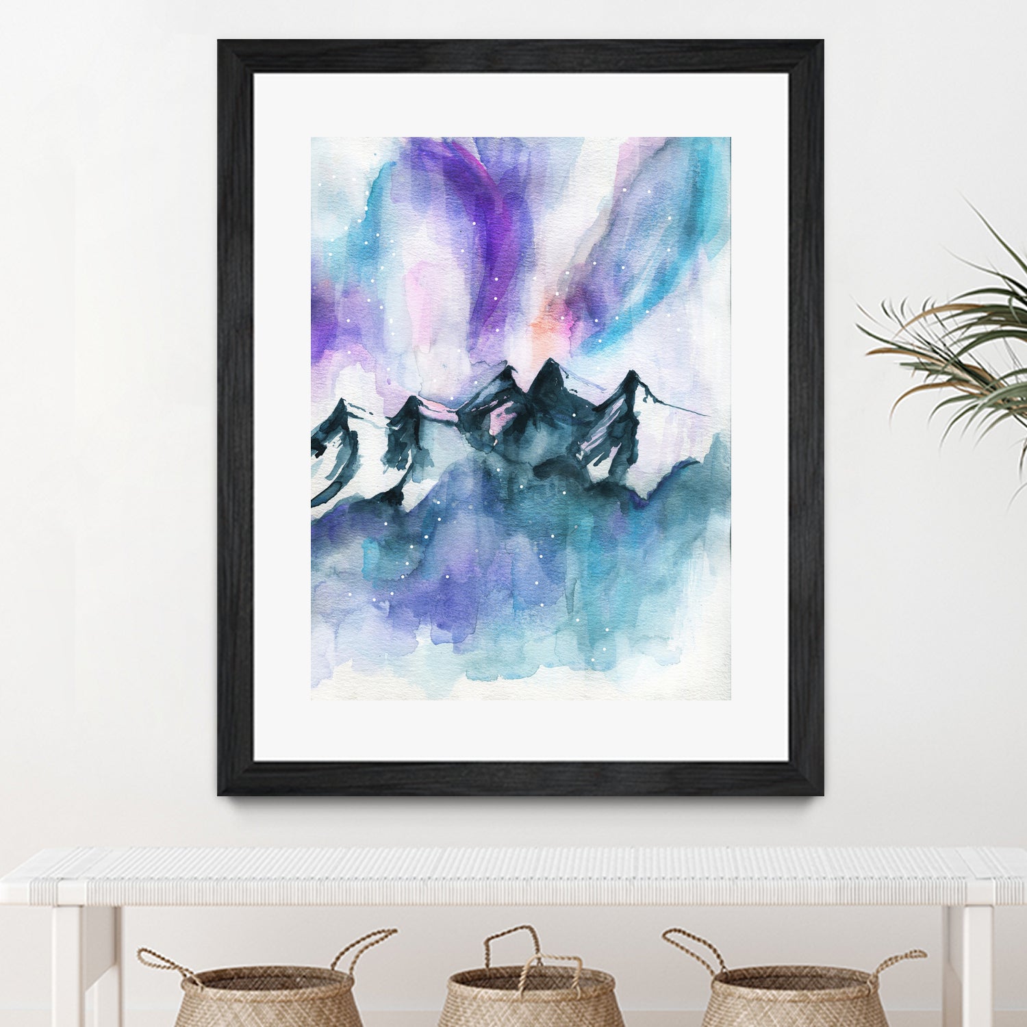 Mountain Magic Watercolor by Jen Merli on GIANT ART - blue mixed media