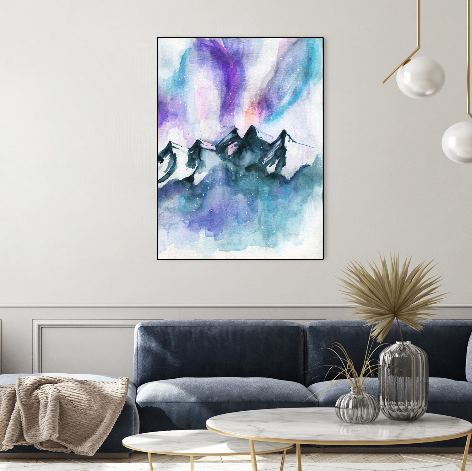 Mountain Magic Watercolor by Jen Merli on GIANT ART - blue mixed media