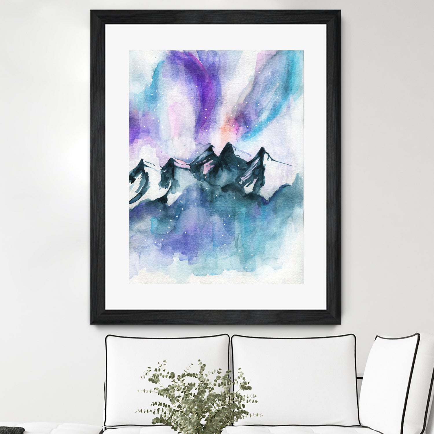Mountain Magic Watercolor by Jen Merli on GIANT ART - blue mixed media