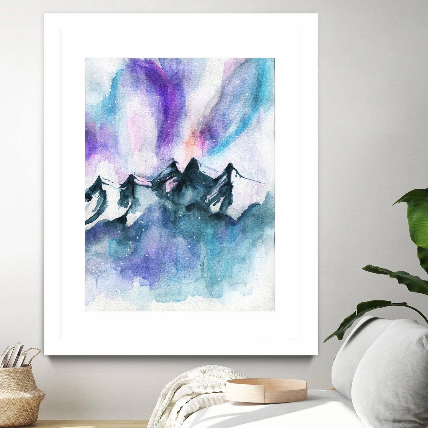 Mountain Magic Watercolor by Jen Merli on GIANT ART - blue mixed media