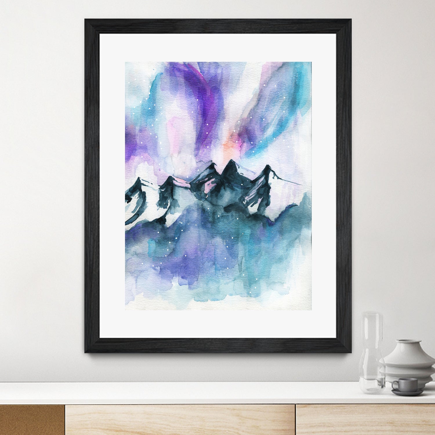Mountain Magic Watercolor by Jen Merli on GIANT ART - blue mixed media