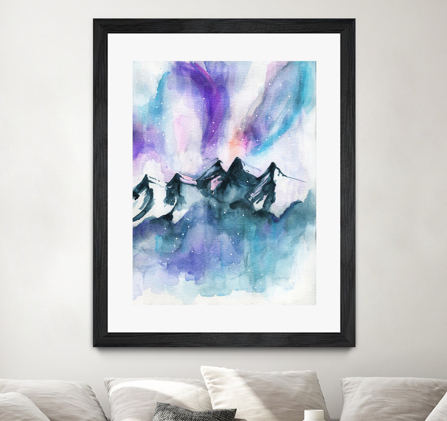 Mountain Magic Watercolor by Jen Merli on GIANT ART - blue mixed media
