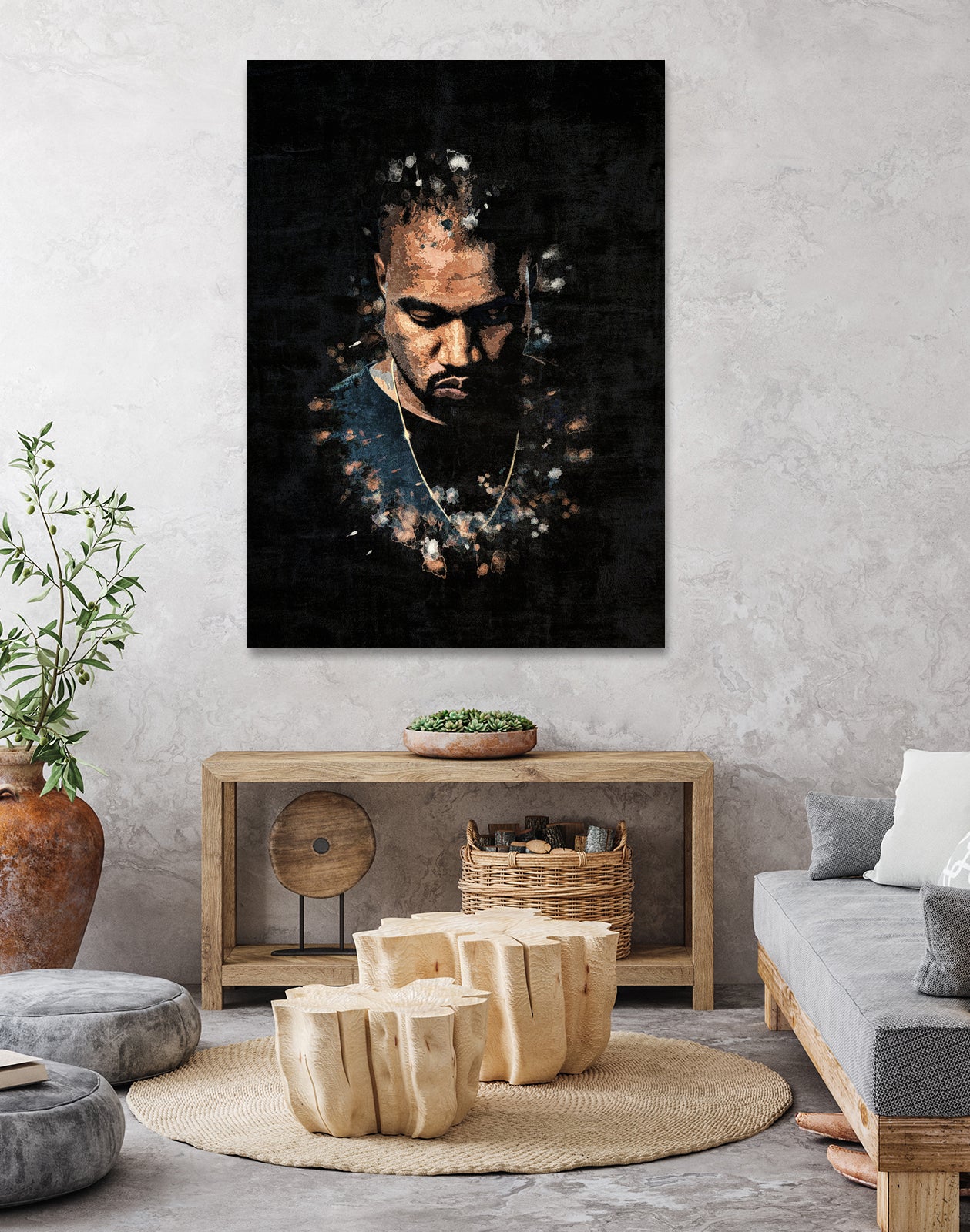 Kanye West Splatter Painting by Jurijs Permanickis on GIANT ART - black digital painting
