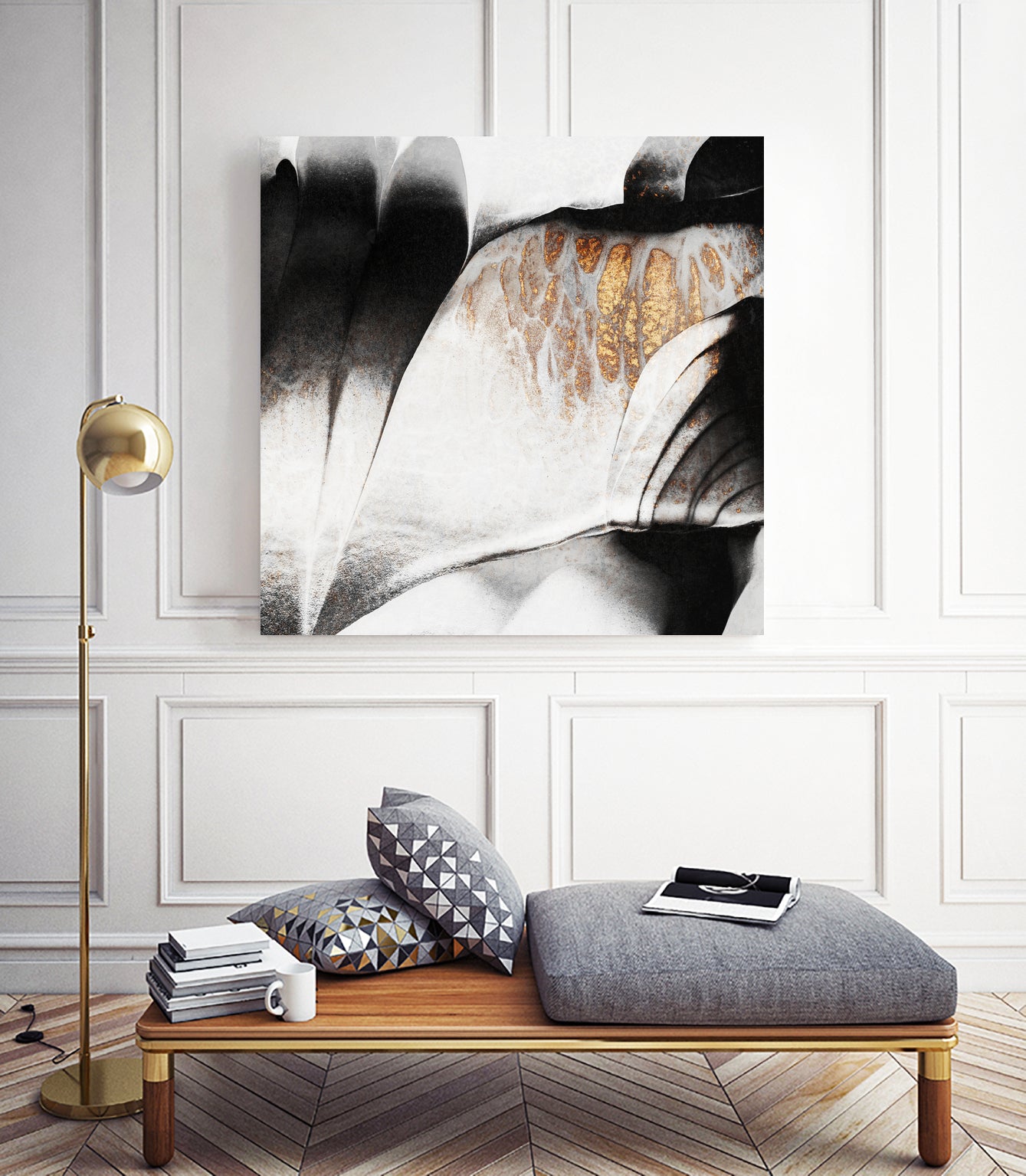 Black And Gold Veins by Elisabeth Fredriksson on GIANT ART - black mixed media