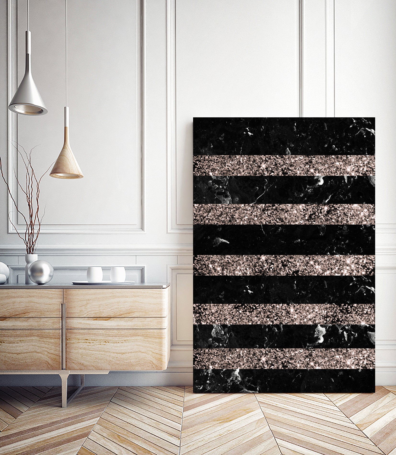 Black Marble Rose Gold Glitter Stripe Glam #1 #minimal by Anita & Bella Jantz on GIANT ART - black vector illustration