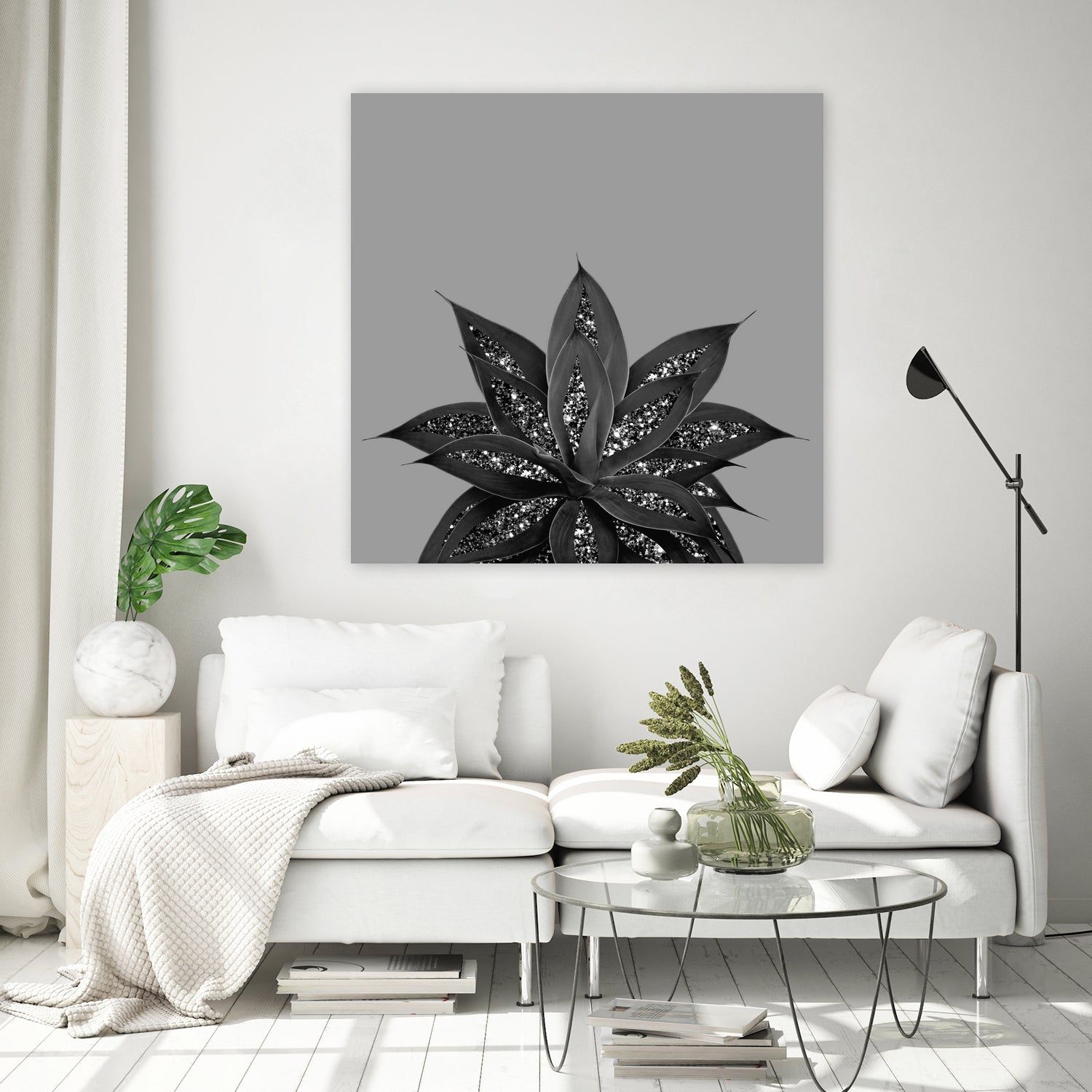 Gray Black Agave with Black Silver Glitter #3 #shiny by Anita & Bella Jantz on GIANT ART - gray photo illustration