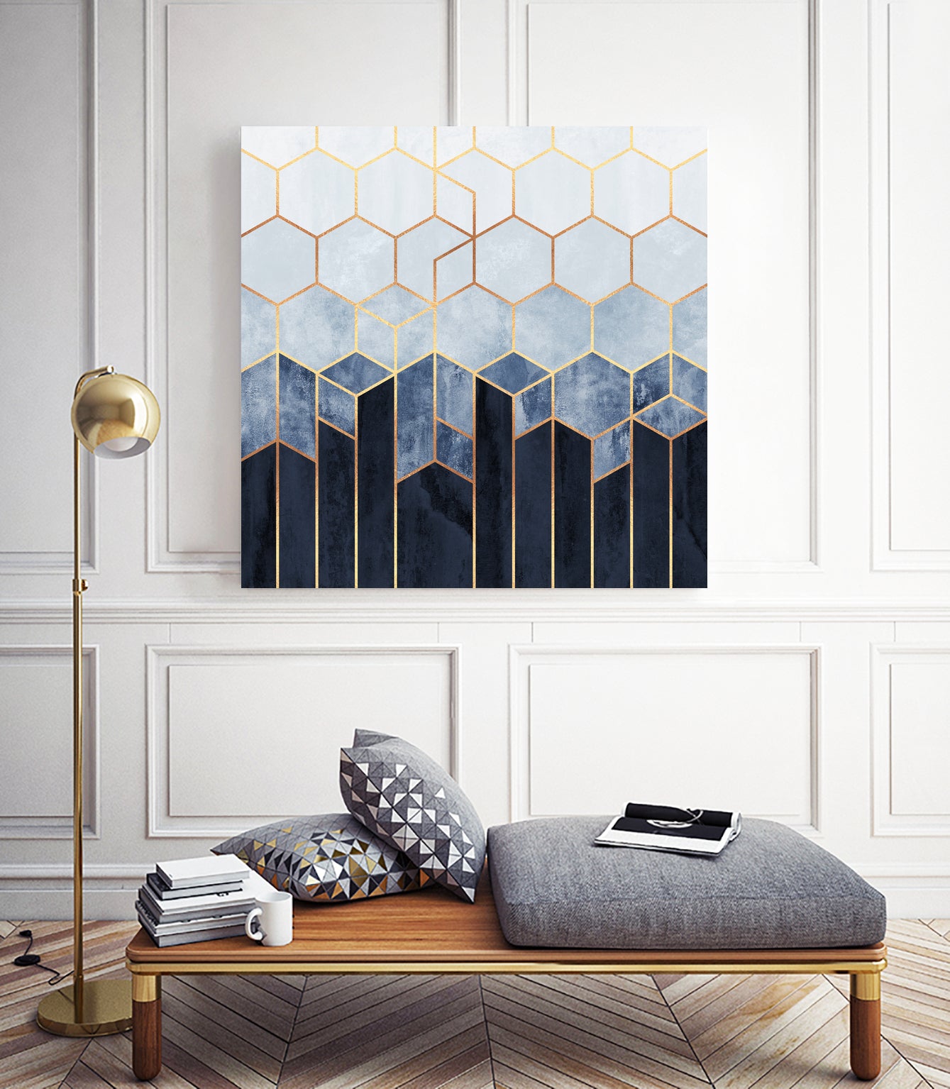 Soft Blue Hexagons by Elisabeth Fredriksson on GIANT ART - blue digital drawing