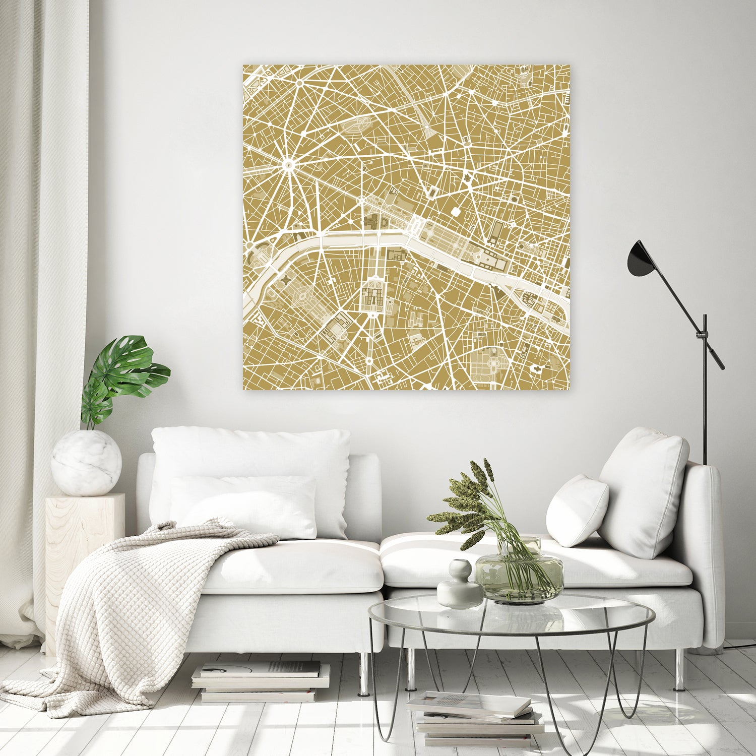 Paris city map gold by Javier Ruiz on GIANT ART - brown digital drawing