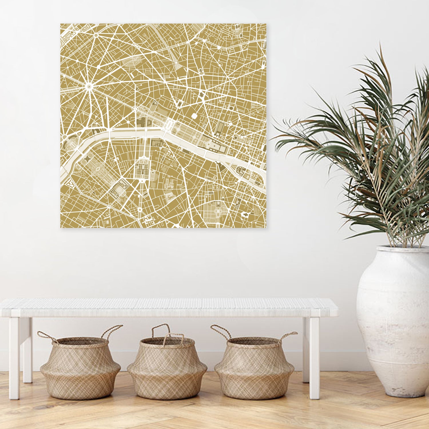 Paris city map gold by Javier Ruiz on GIANT ART - brown digital drawing