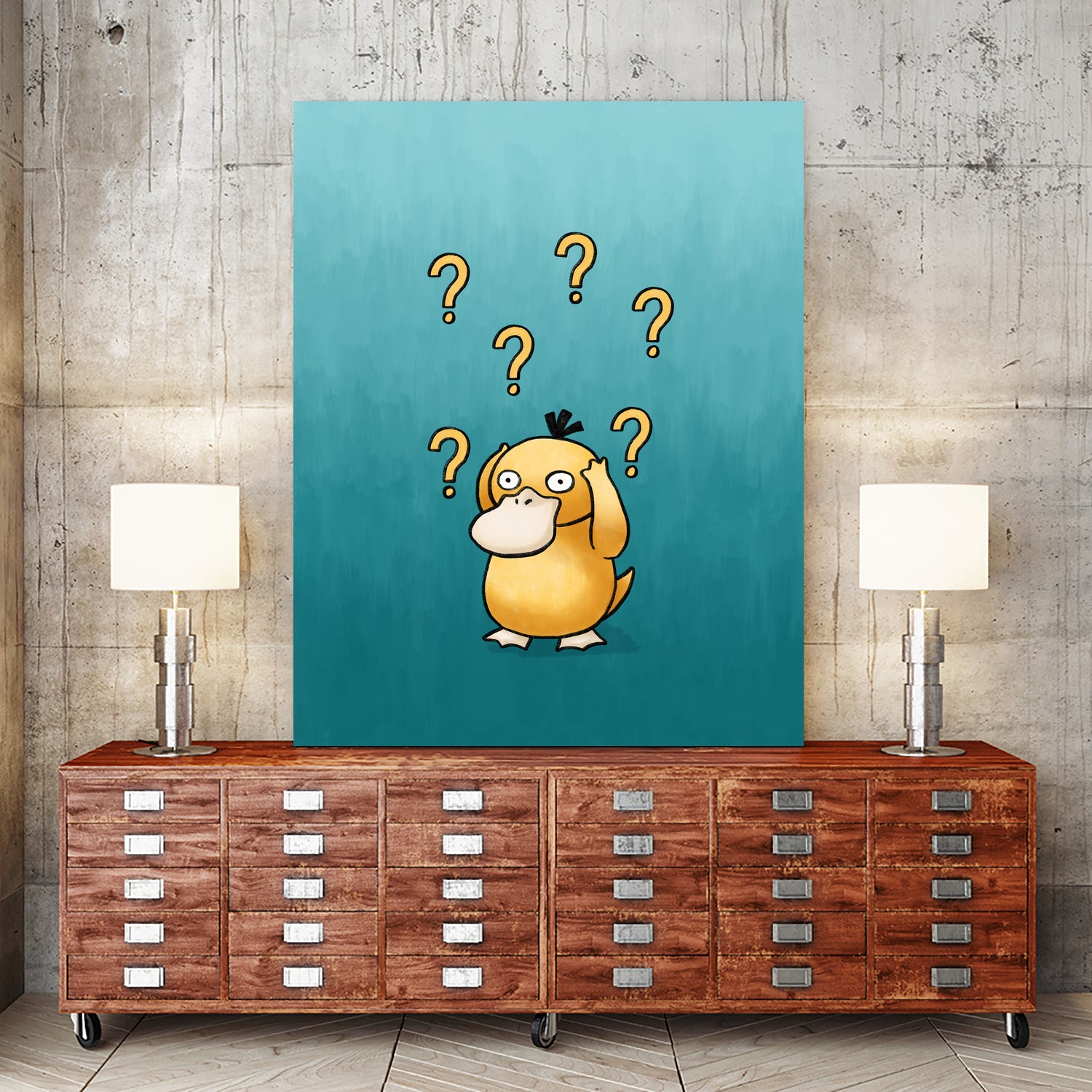 Psyduck confused by Massive Magpie on GIANT ART - blue digital painting