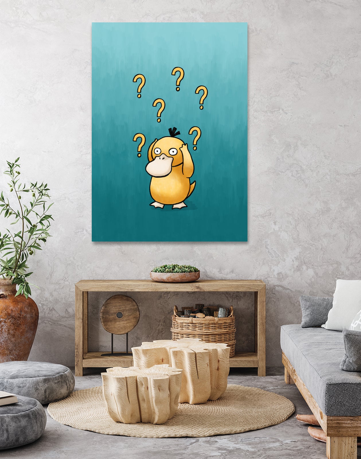 Psyduck confused by Massive Magpie on GIANT ART - blue digital painting