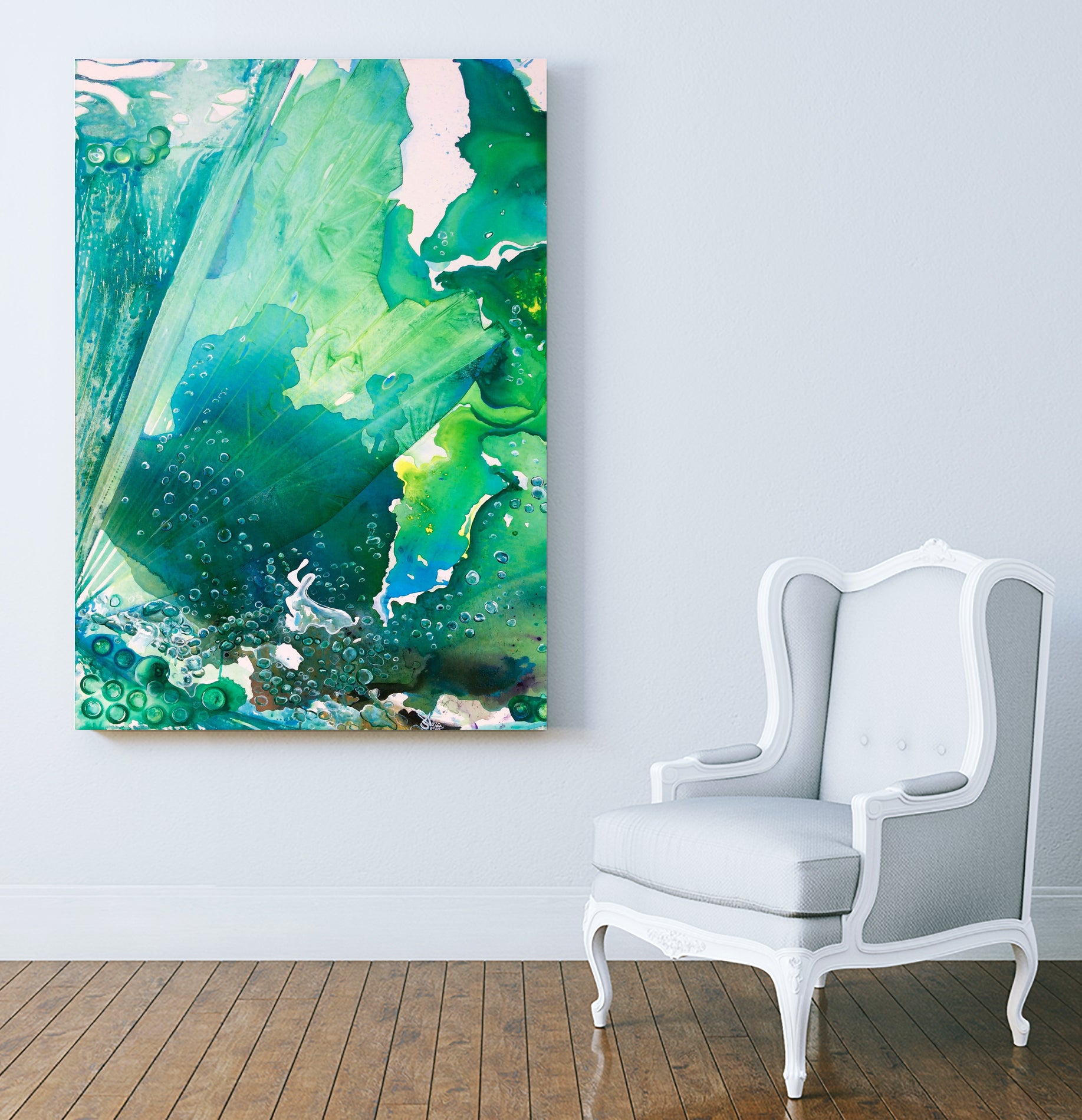 Environmental Consideration, Deep Sea Water Bubbles by Alicia Jones on GIANT ART - green digital painting