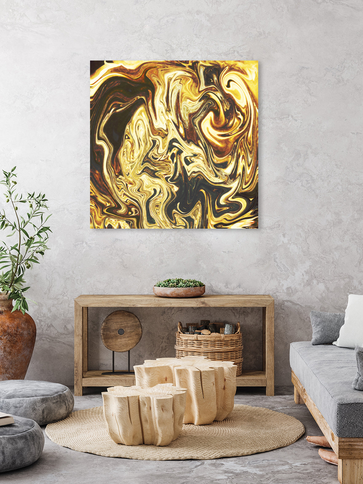 Abstract Marble Painting by Amir Faysal on GIANT ART - yellow digital painting