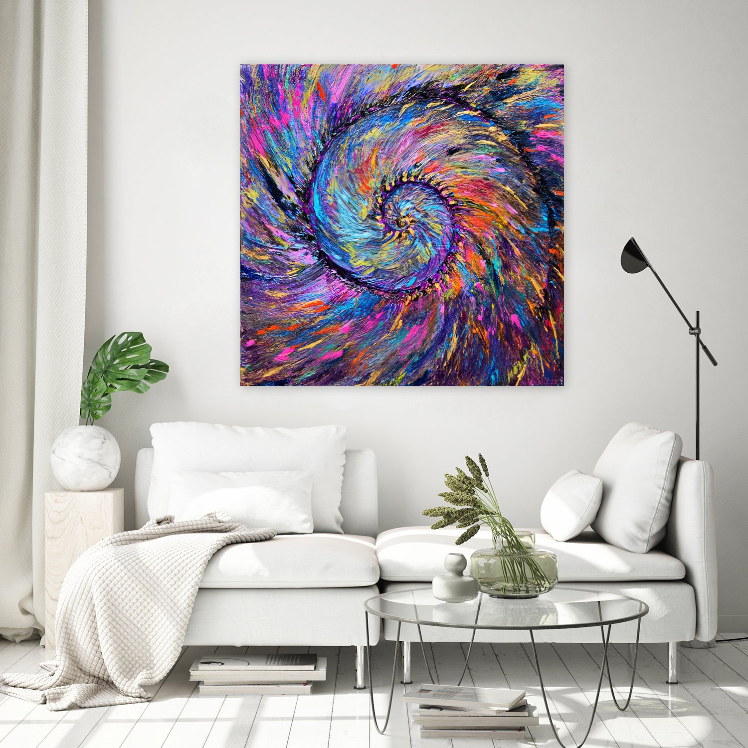 Superb Spiral Rainbow Amonite by Priscilla Batzell on GIANT ART - fuchsia mixed media