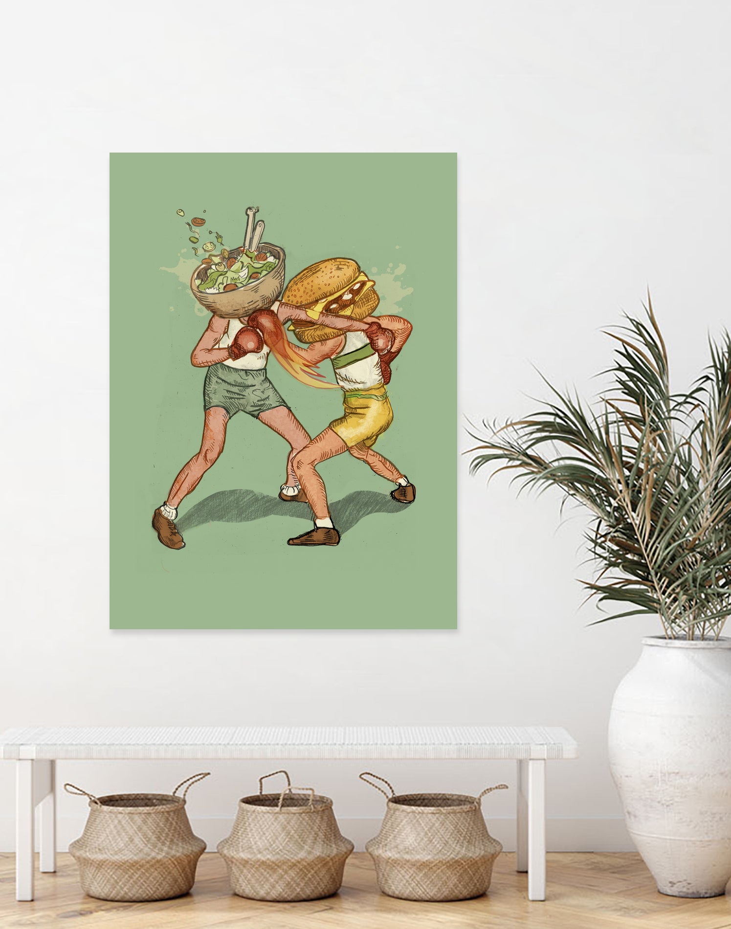 food fight by Alon Braier on GIANT ART - green mixed media