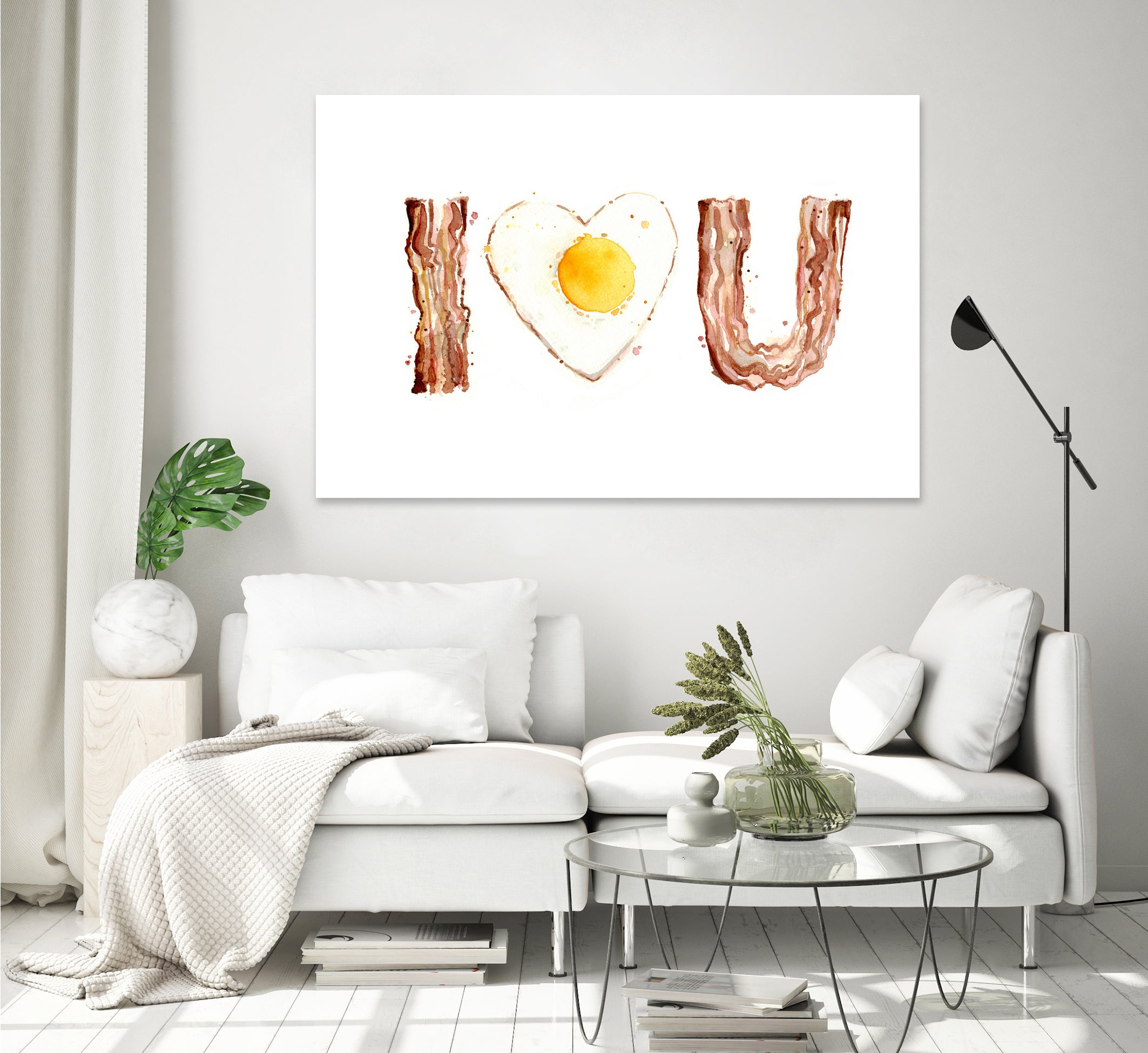 I Heart You Bacon and Egg by Olga Shvartsur on GIANT ART - yellow cartooning