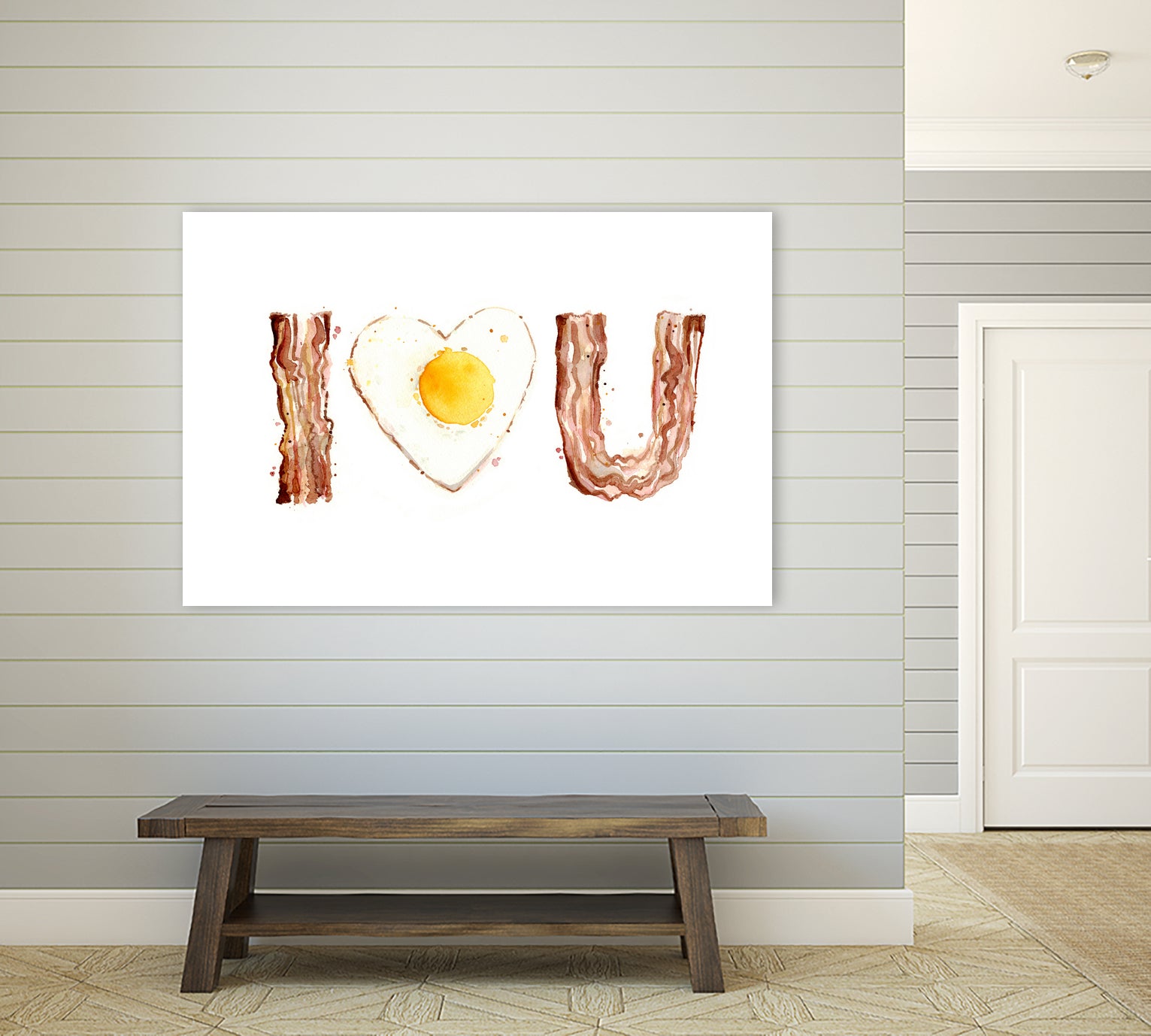 I Heart You Bacon and Egg by Olga Shvartsur on GIANT ART - yellow cartooning