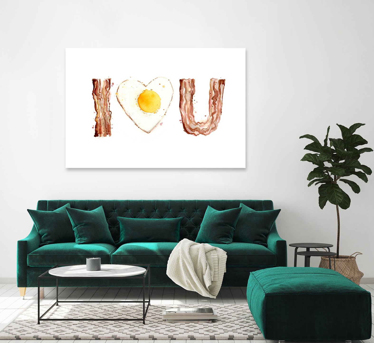 I Heart You Bacon and Egg by Olga Shvartsur on GIANT ART - yellow cartooning