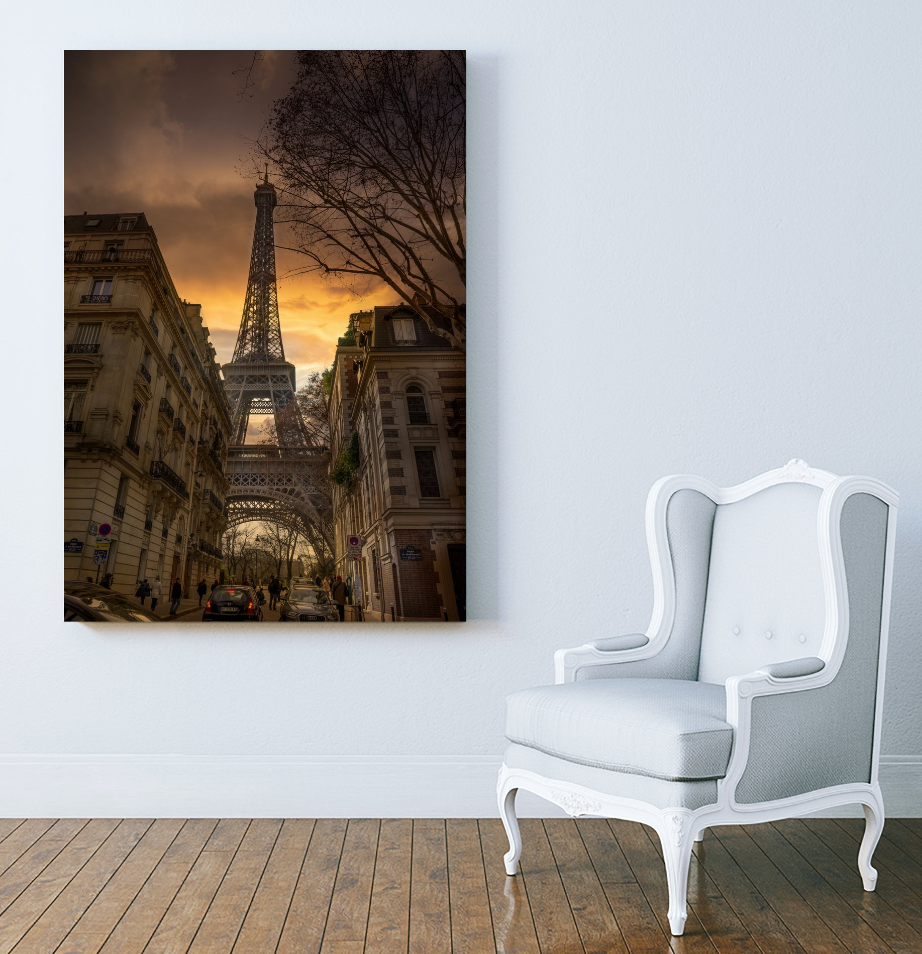 Eiffel Tower Gold Sky by Jose Crespo on GIANT ART - orange photo illustration
