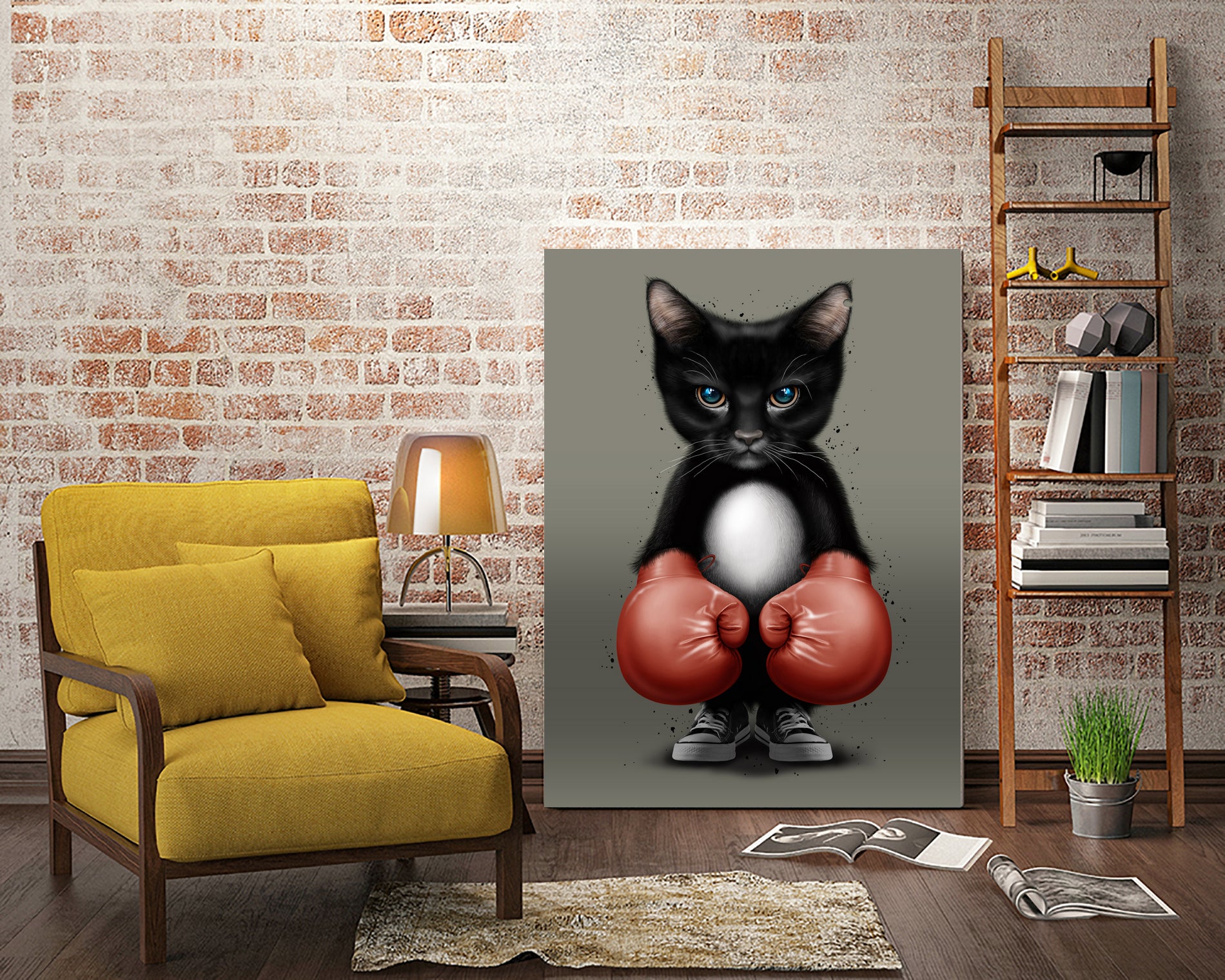 CAT BOXER 2017 by JUMALI KATANI on GIANT ART - black digital painting