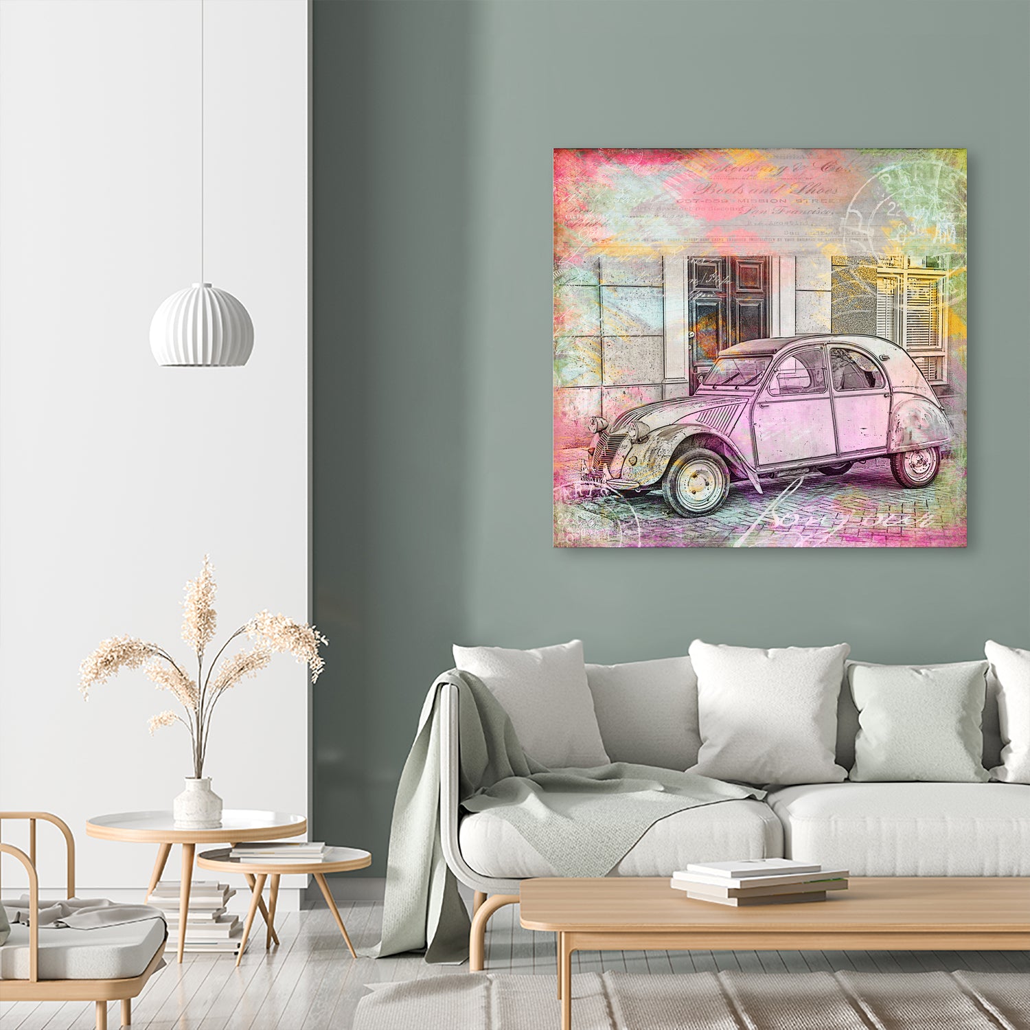 2CV Retro Car by Andrea Haase on GIANT ART - pink photo illustration