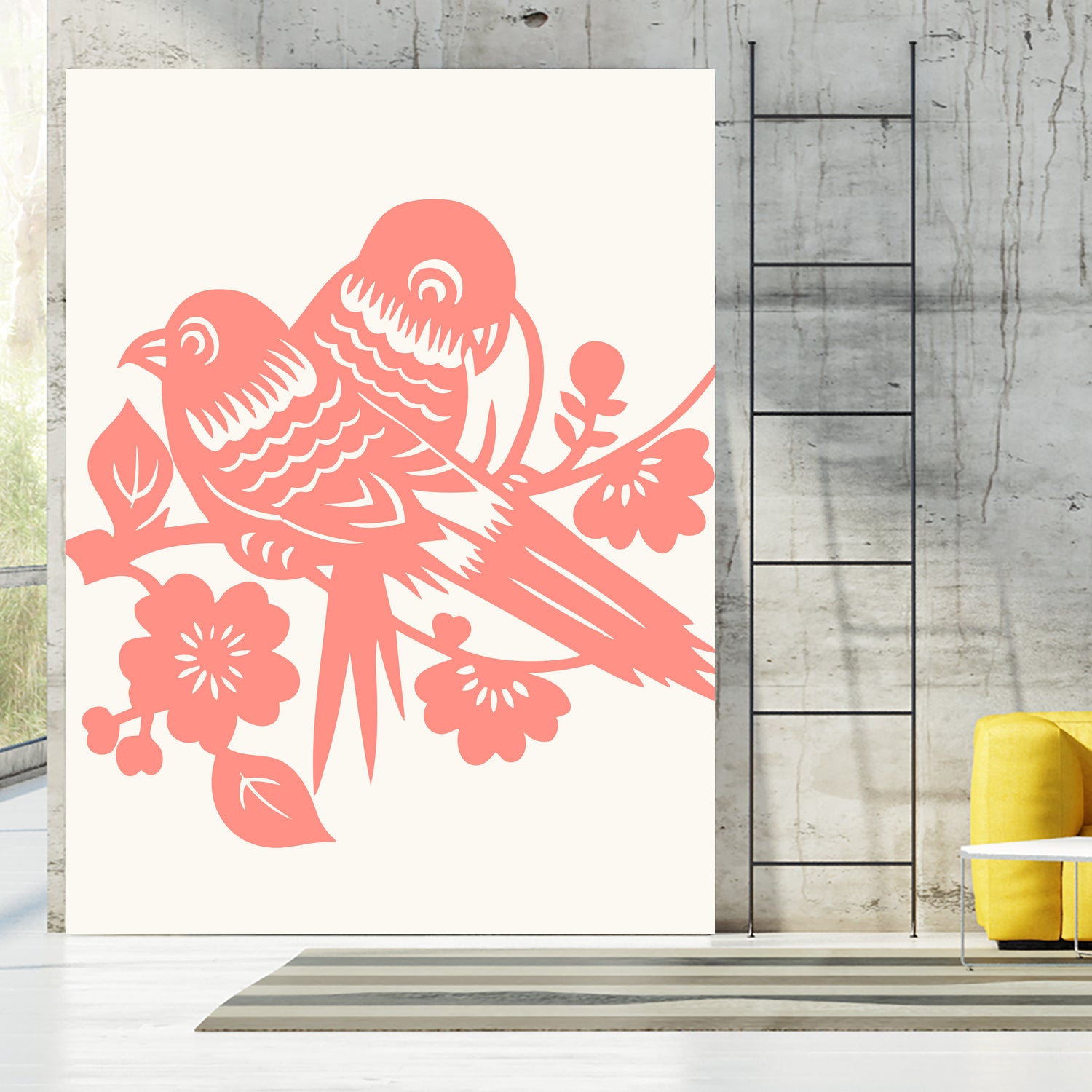 Love Birds Coral by Thomas Fernez on GIANT ART - pink digital drawing
