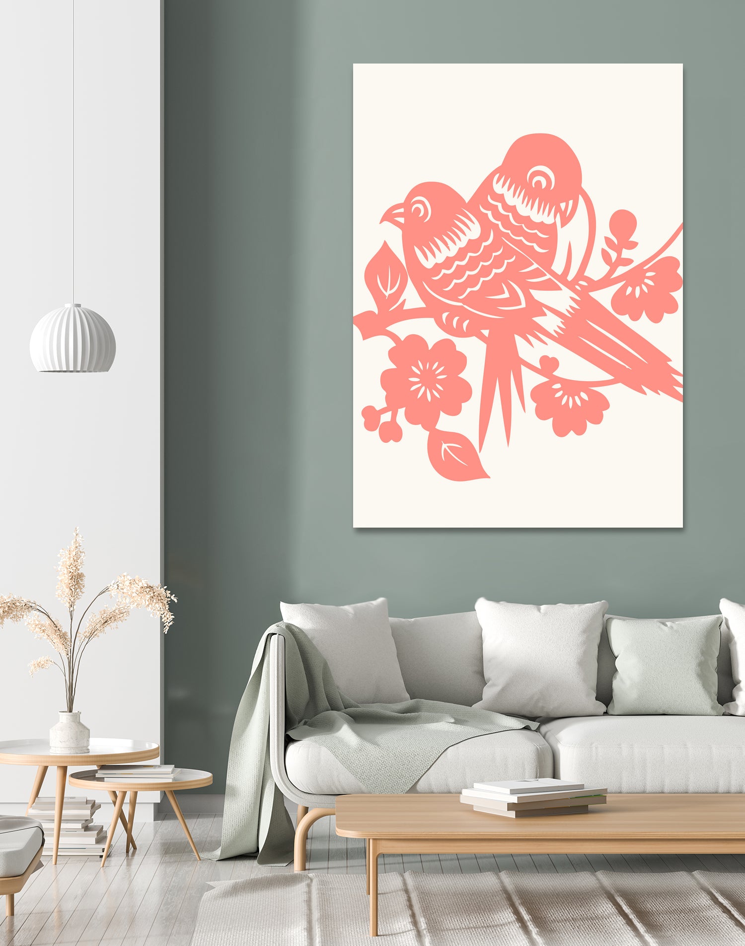 Love Birds Coral by Thomas Fernez on GIANT ART - pink digital drawing