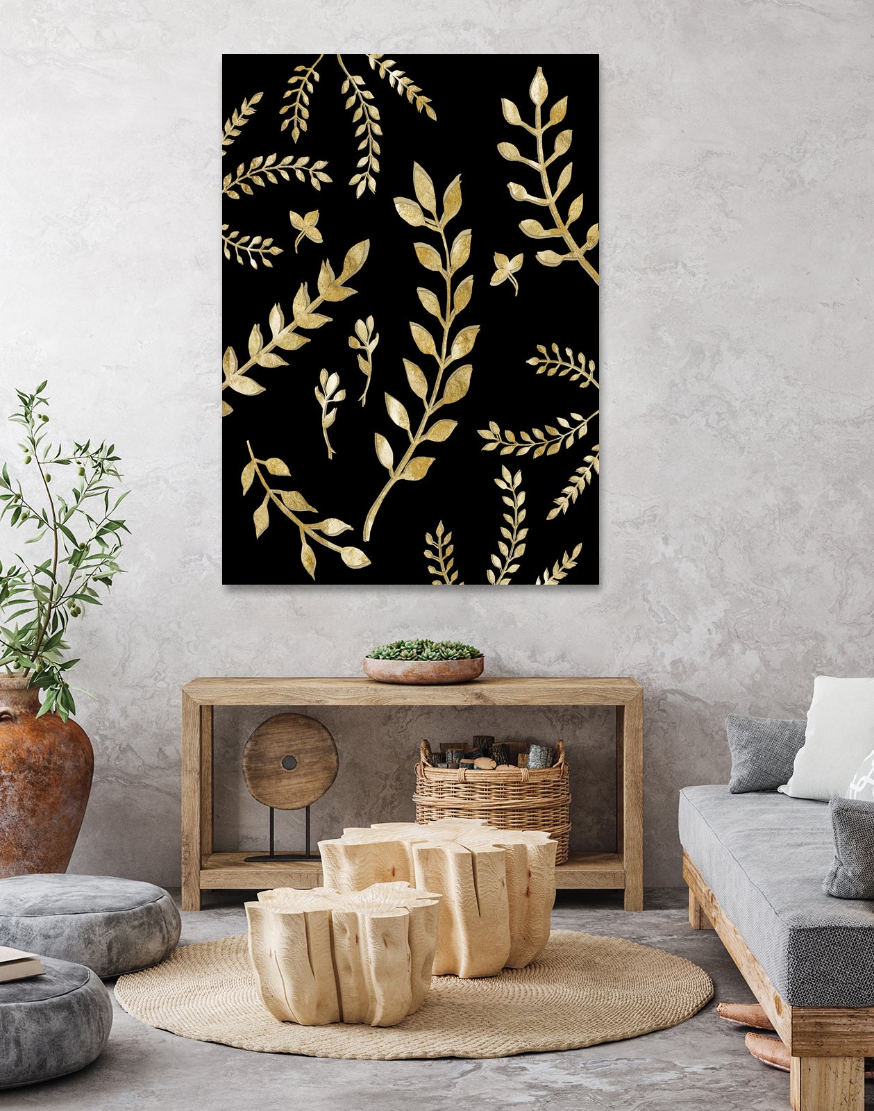 Gold Leaves Pattern #1 #drawing #decor #art by Anita & Bella Jantz on GIANT ART - brown digital drawing