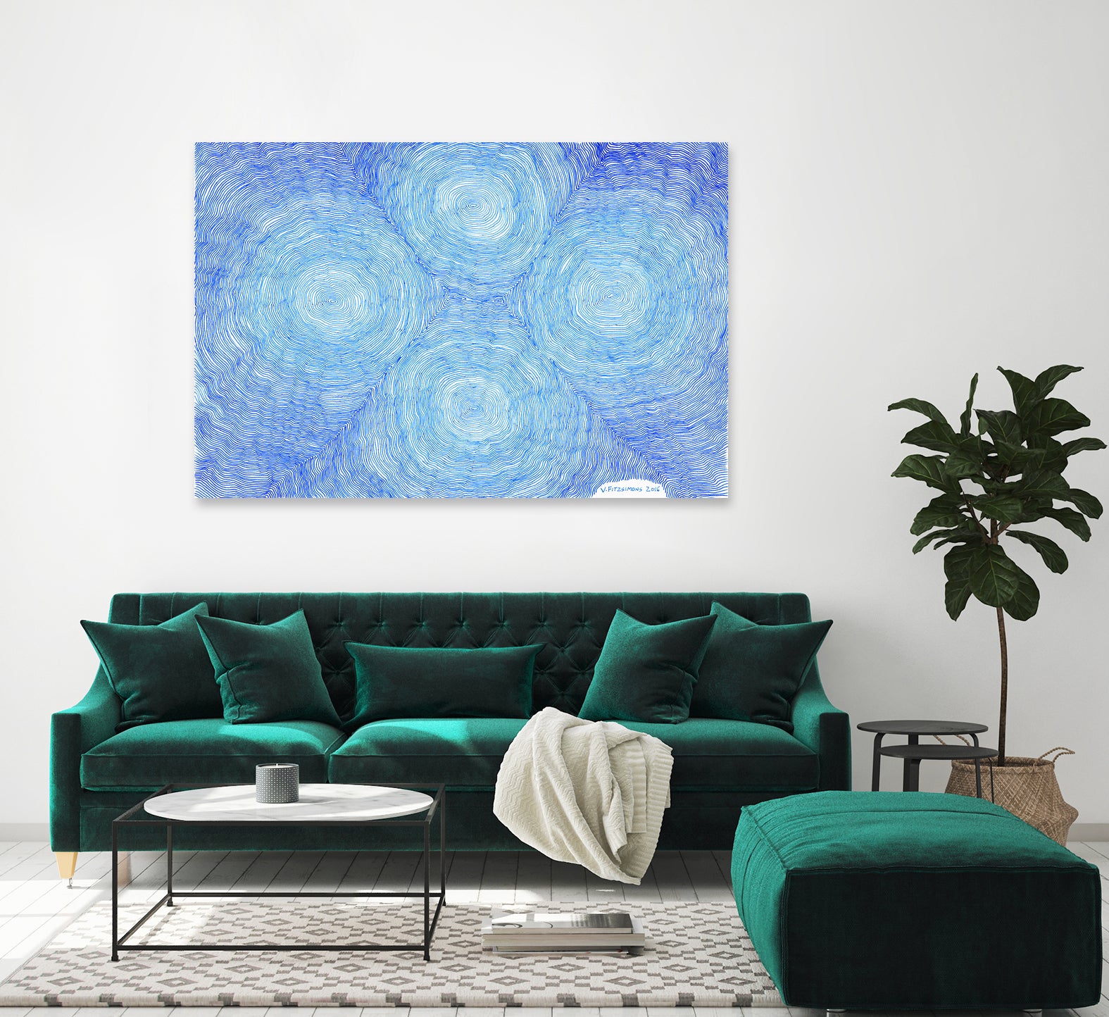 Blue ripples, four loci by Victor Fitzsimons on GIANT ART - blue mixed media