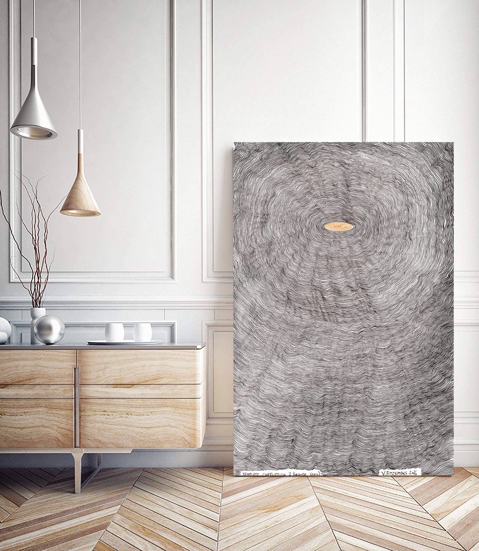 Template corruption 2 (orange seed) by Victor Fitzsimons on GIANT ART - black mixed media