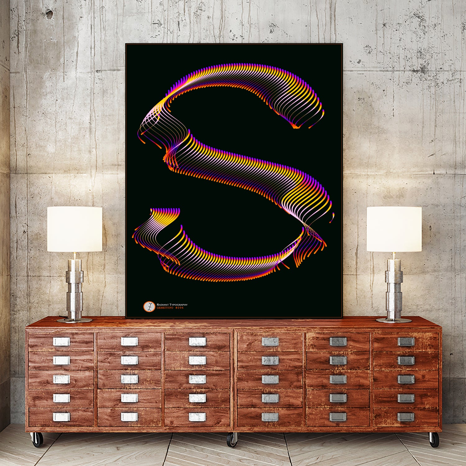 S - RADIANT GENETYPO #094 v01 by Toni Mitjanit on GIANT ART - black typography