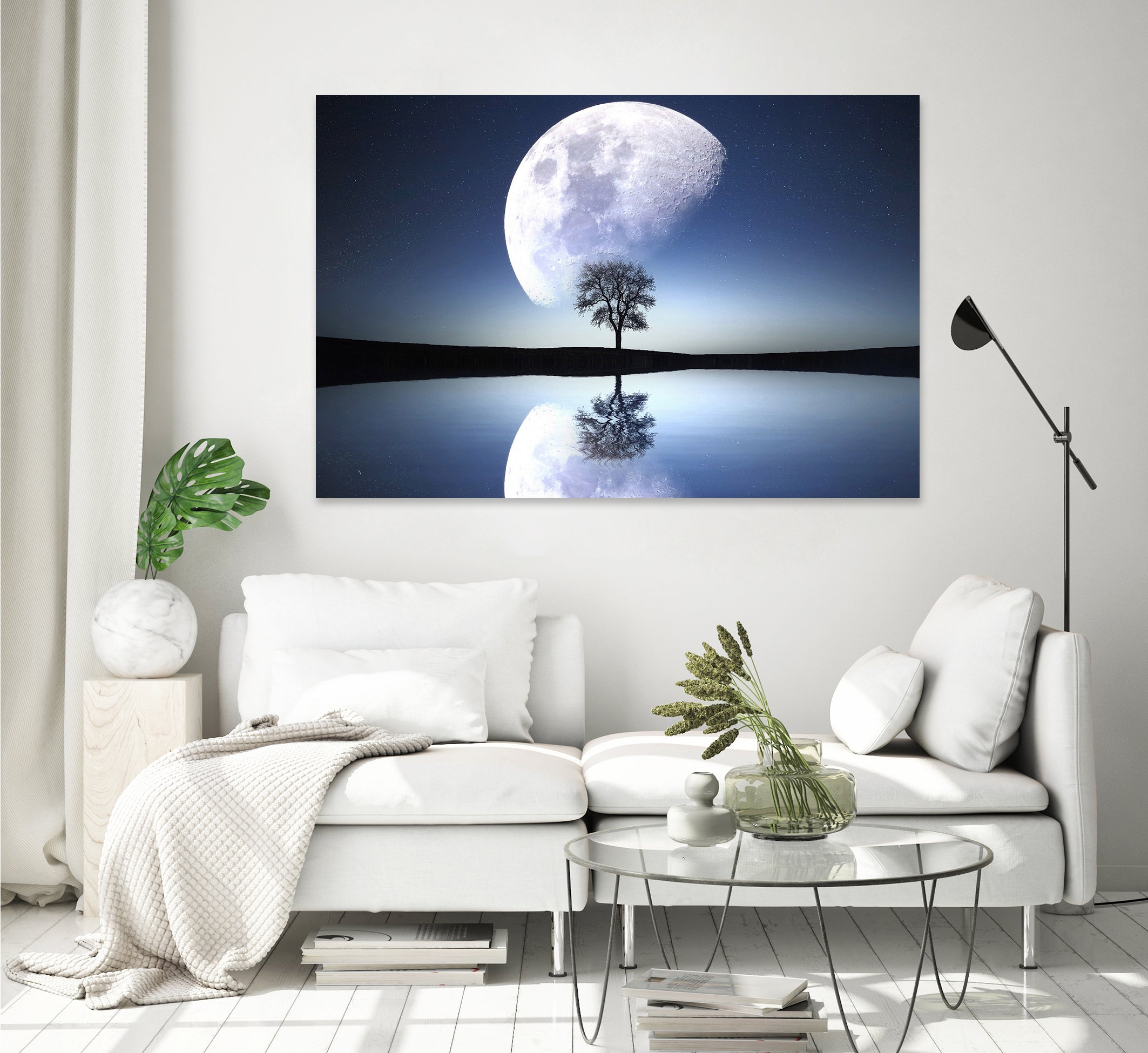 moon night river sky nature by Herman Wijanarko on GIANT ART - blue vector illustration