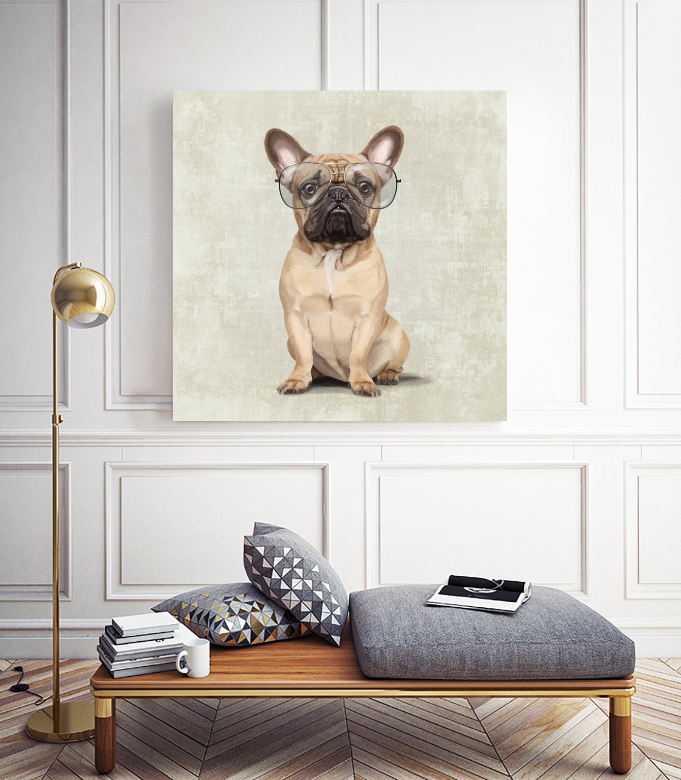Mr French Bulldog by Roberta Jean Pharelli on GIANT ART - white digital painting