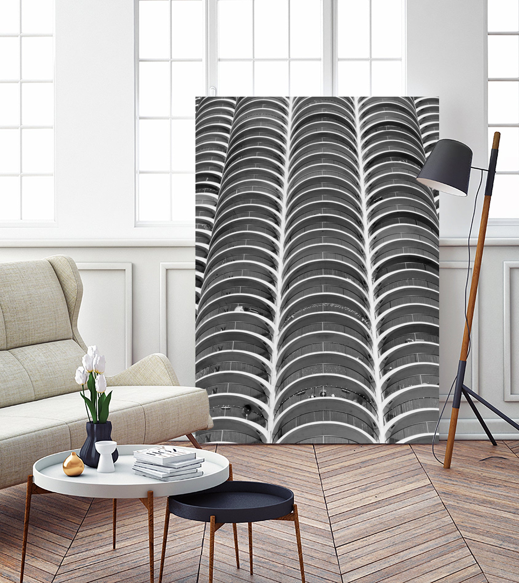 Layers - Marina Towers Chicago by Tara Vorhes on GIANT ART - black photo illustration