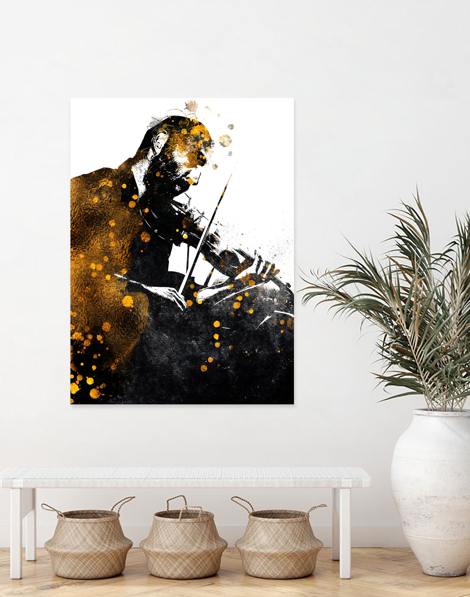 Violin music art gold and black #violin #music by Justyna Jaszke on GIANT ART - black digital painting