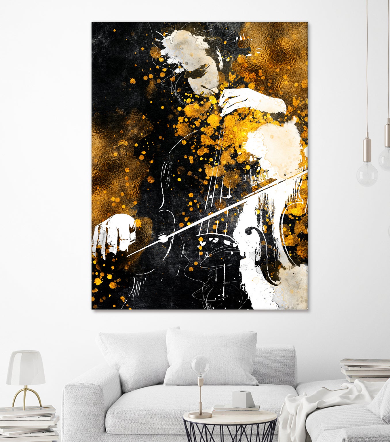 Violin music art gold and black #violin #music by Justyna Jaszke on GIANT ART - black digital painting